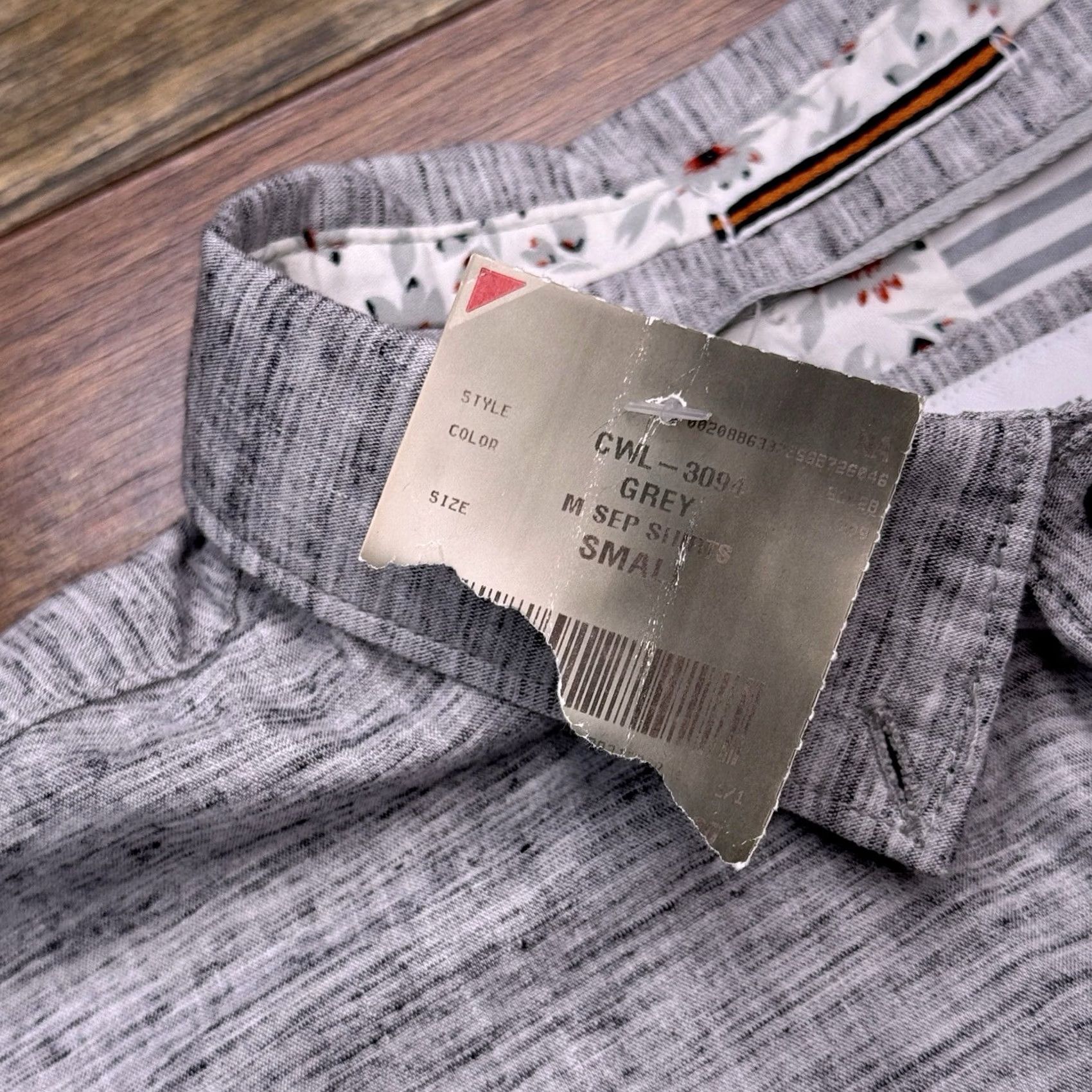 Denime Denim & Flower Shirt Mens S Gray Chambray Button Up Collared Long Sleeve Slim Casual Workwear Button-Up Flower Theme Modern All Seasons Size US S / EU 44-46 / 1 - 6 Thumbnail