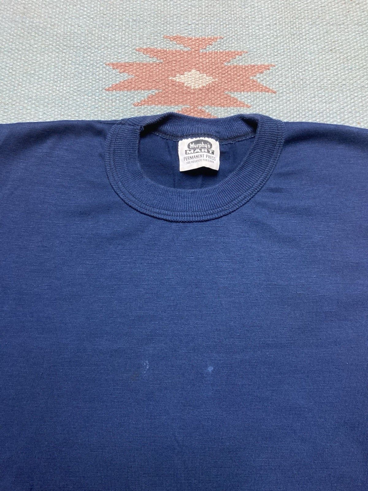 Vintage 60s t shirt soft navy blue blank boys L womens M baby tee Size M / US 6-8 / IT 42-44 - 4 Thumbnail