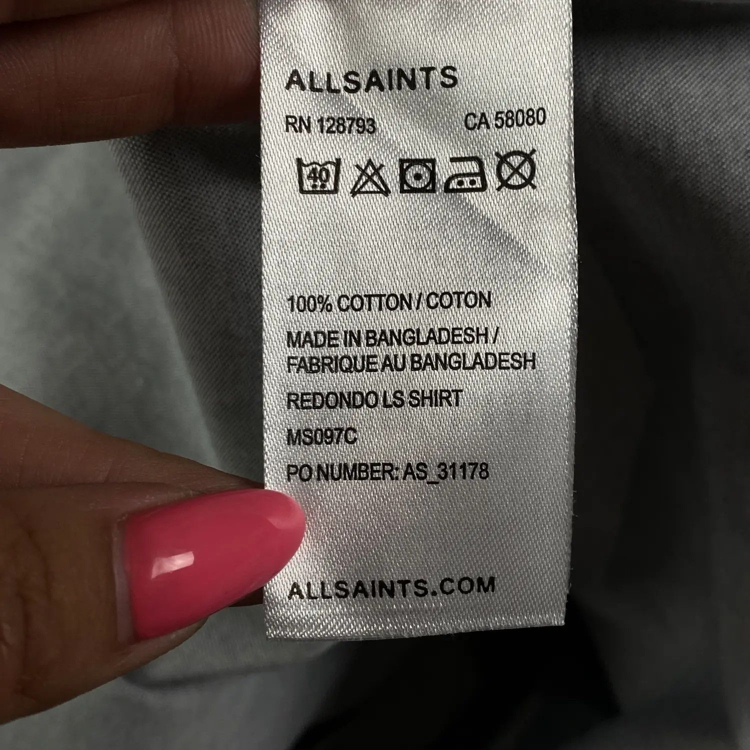 Allsaints Mens Long Sleeve Shirts AllSaints Size S Cotton Size US S / EU 44-46 / 1 - 6 Thumbnail