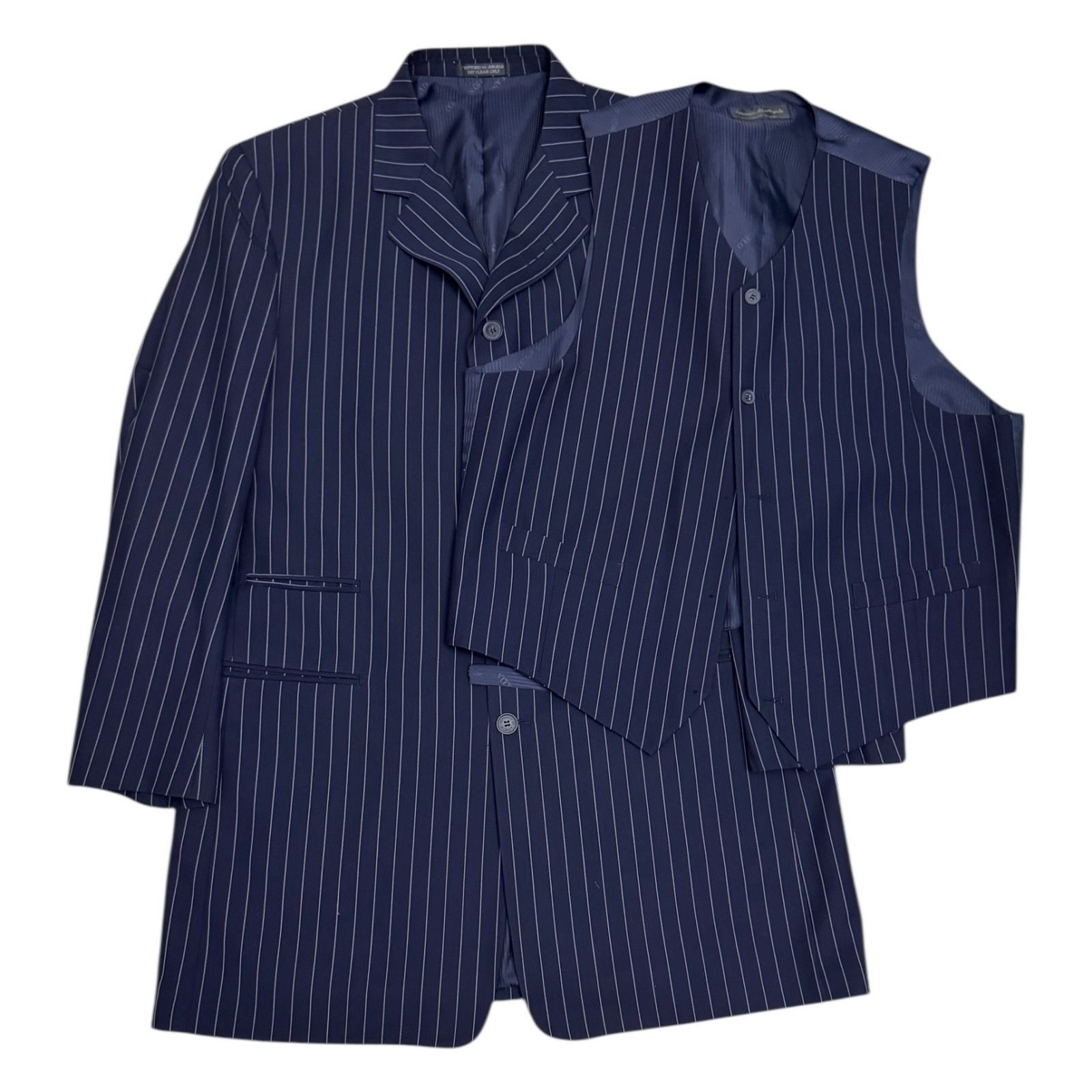 Other VITTORIO ST ANGELO Pinstripe Designer 3-Piece Suit 44R Size 44R - 3 Thumbnail