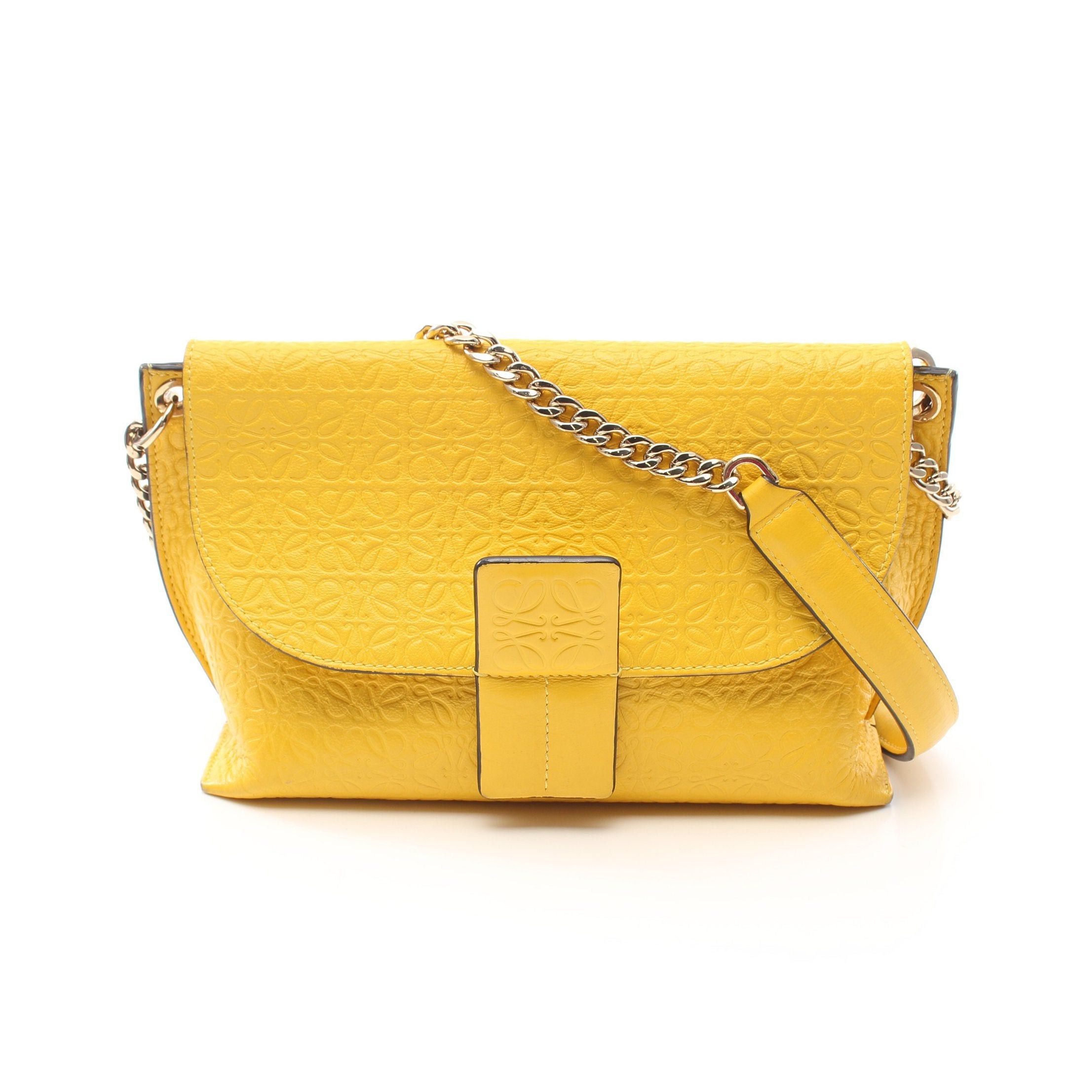 image of Loewe Repeat Anagram Avenue Chain Shoulder Bag Leather Yellow, Women's
