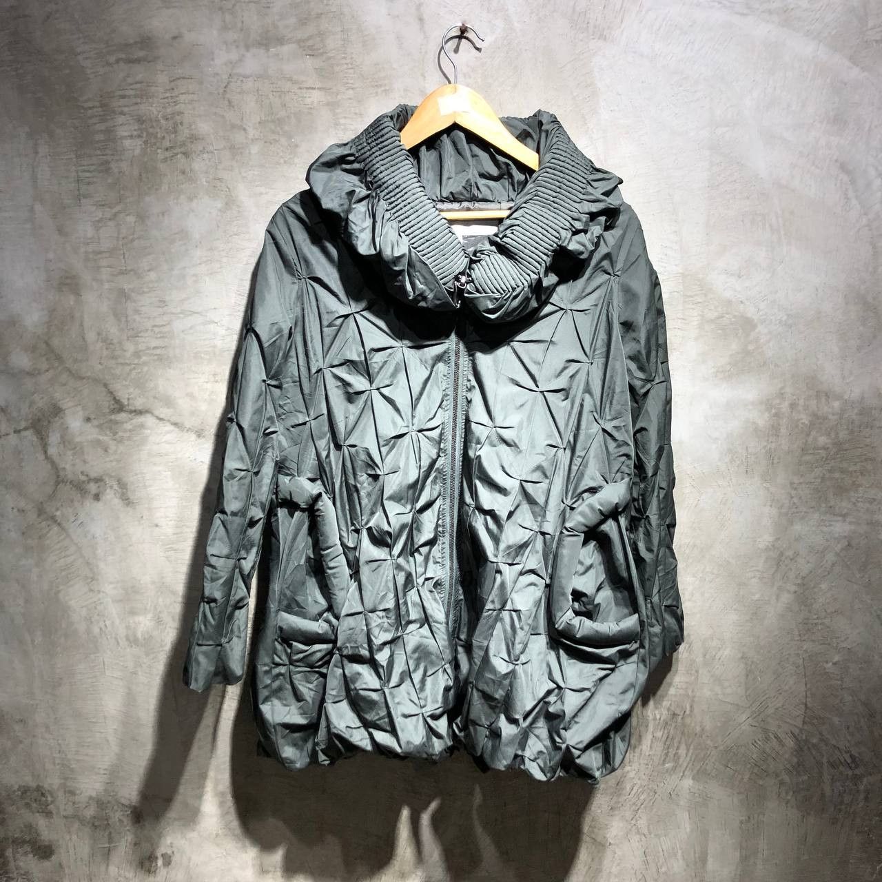 image of Lanvin Avant Garde Geometric Pleated Oversize Jacket in Grey, Men's (Size Large)