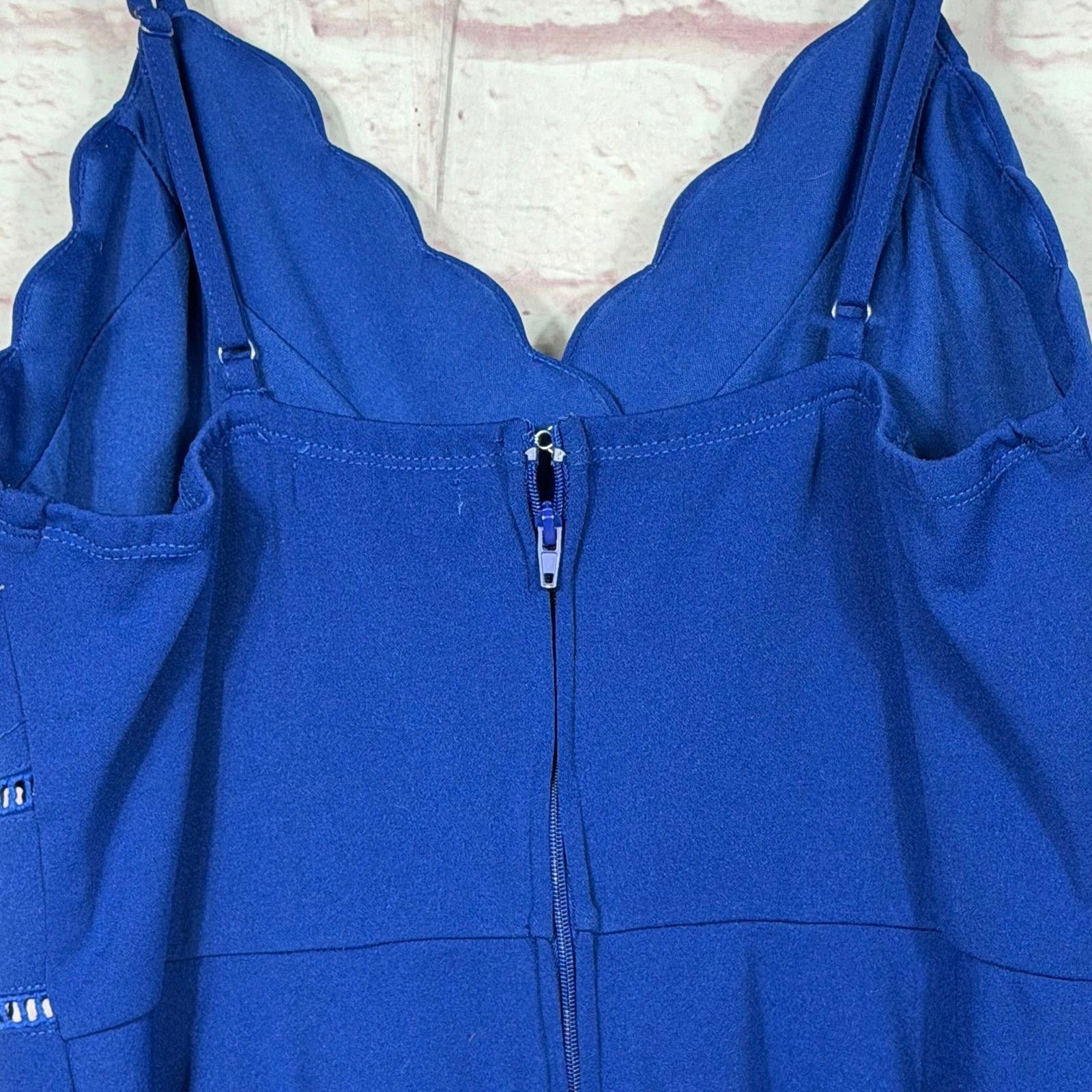 Other Trixxi Large Blue Sleeveless Scalloped Dress Size L / US 10 / IT 46 - 4 Thumbnail