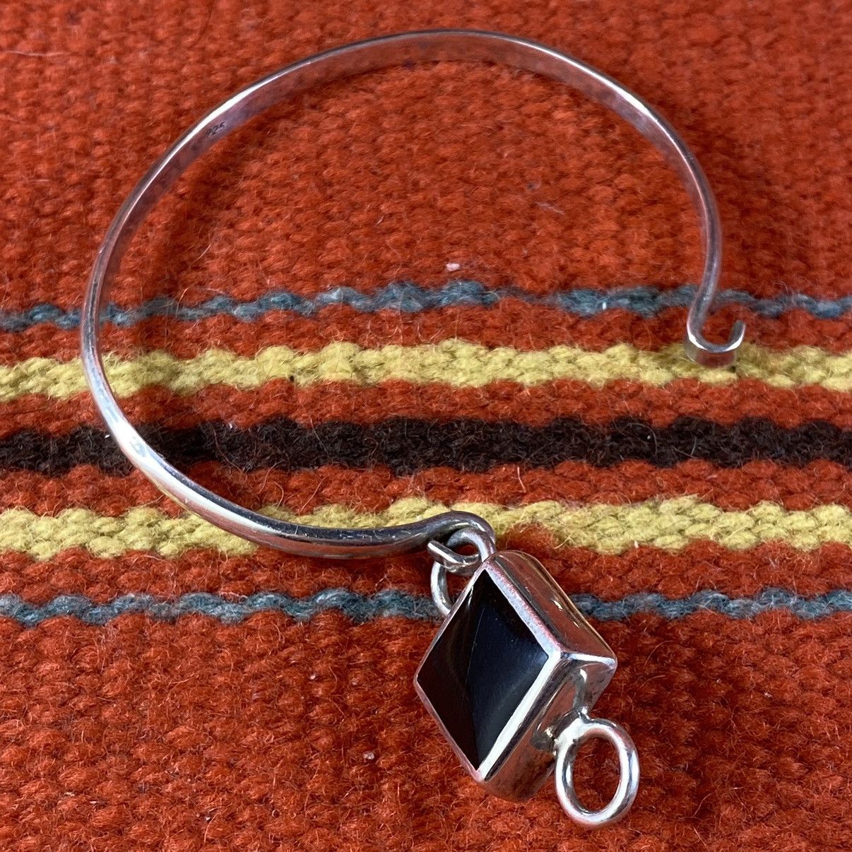 Japanese Brand Vtg Sterling Silver Black Onyx Square Geometric Cuff Grunge Size ONE SIZE - 6 Thumbnail