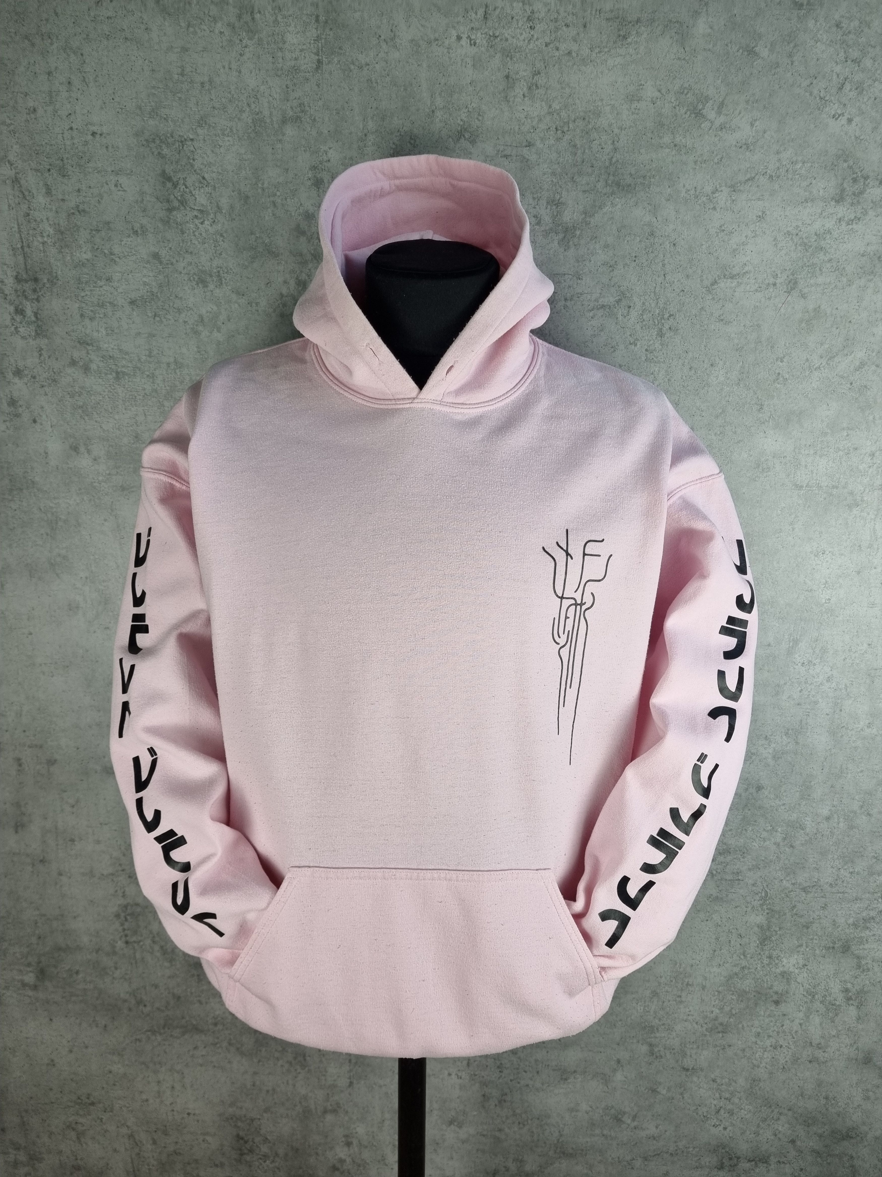 Anime × Japanese Brand Vintage Light Pink Symbols Design Hoodie Sweatshirt Size US XL / EU 56 / 4 - 1 Thumbnail