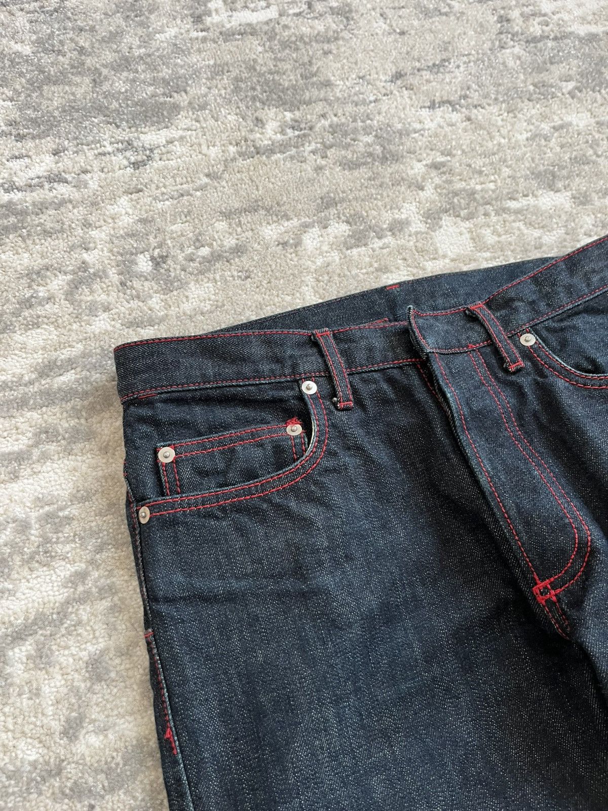 Dior dior homme ss13 red stitch denim Size US 29 - 3 Thumbnail