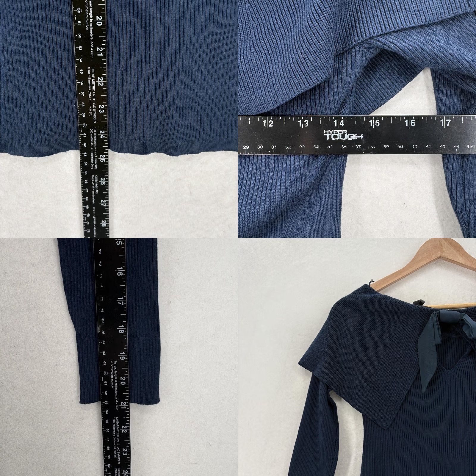 White House Black Market White House Black Market Sweater Womens Small Blue Boat Neck Knit Bow Back NWT Size S / US 4 / IT 40 - 8 Thumbnail