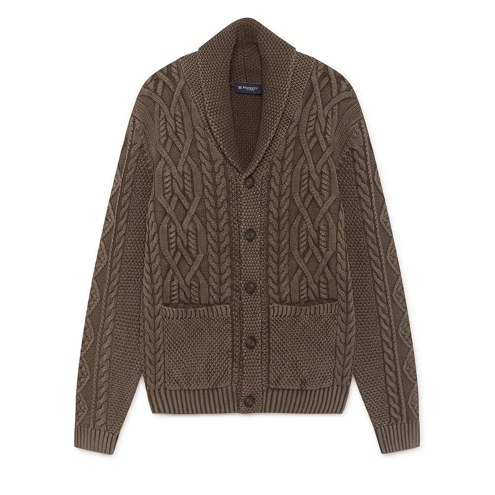 Hackett Hackett Washed Cable Shawl Sweater L Size US L / EU 52-54 / 3 - 1 Thumbnail