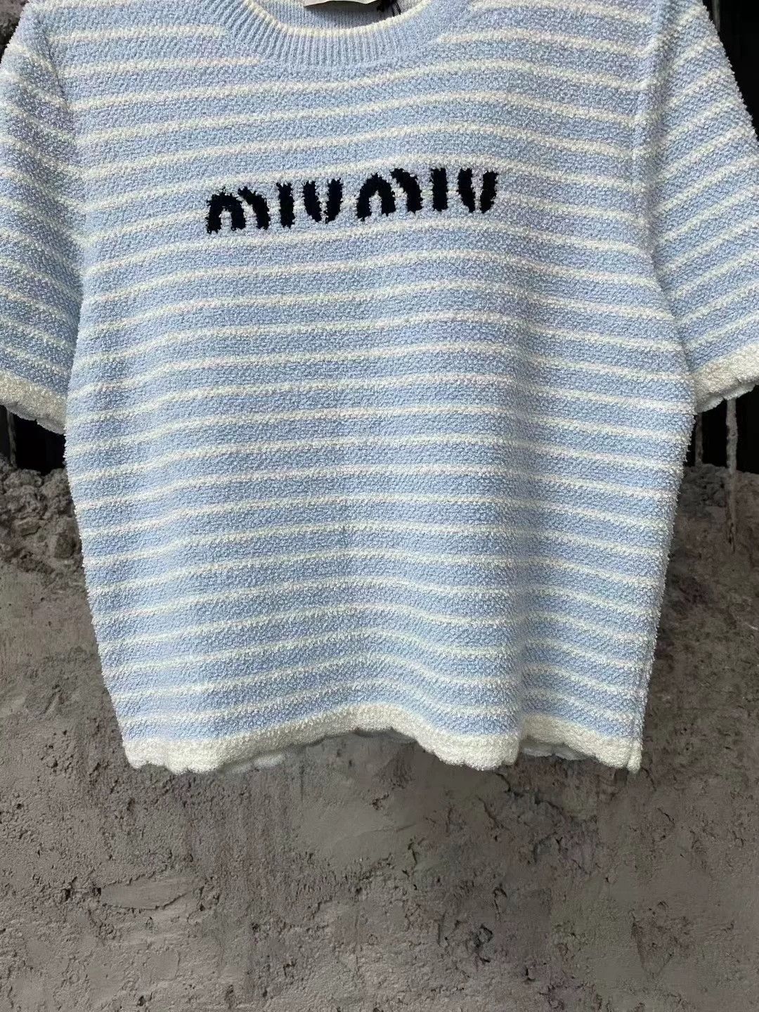 Miu Miu Miu Miu Blue White Stripe Logo Towel Tee Size US 28 / EU 44 - 4 Thumbnail