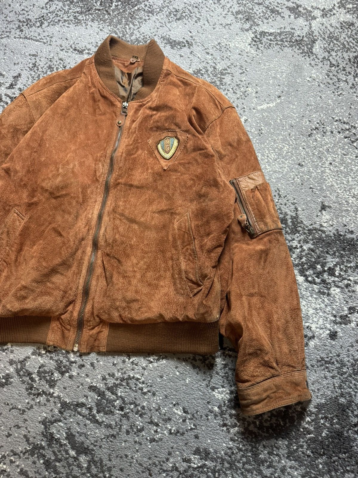Japanese Brand × Vintage Vintage Y2K Suede Leather Avantgarde Aviator Bomber Jacket Size US L / EU 52-54 / 3 - 2 Thumbnail