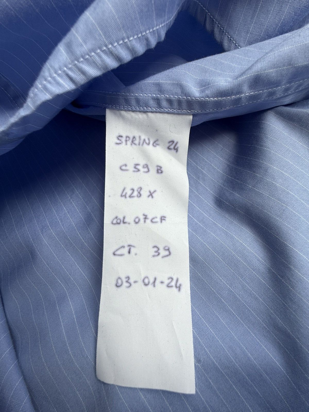 Celine × Hedi Slimane SS24 Celine Triomphe logo blue stripe shirt Hedi sample 39 Size US M / EU 48-50 / 2 - 20 Thumbnail
