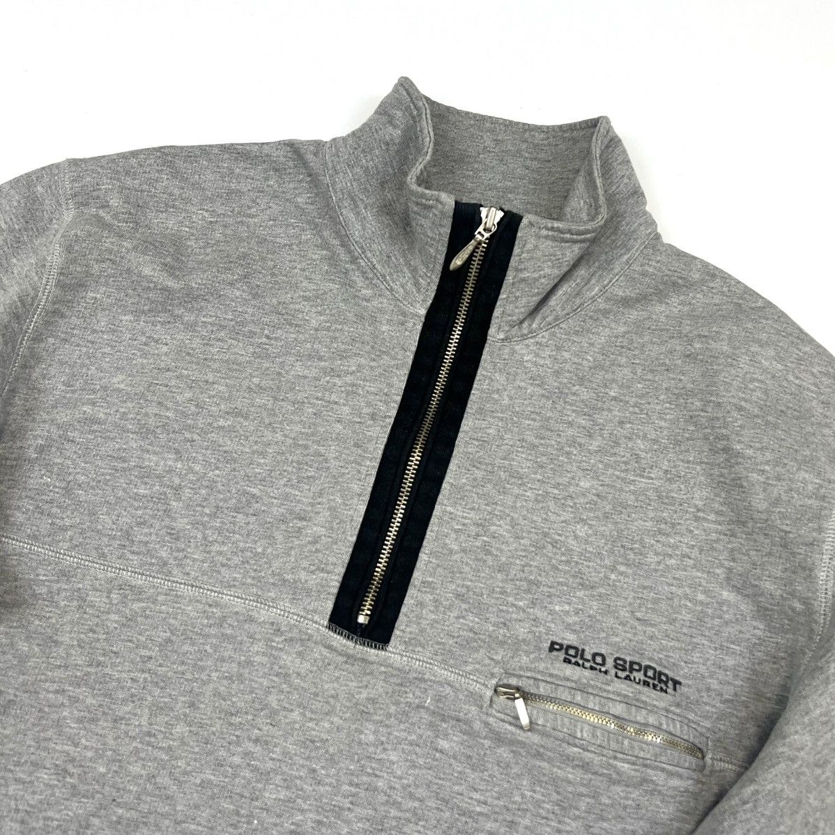 Polo Ralph Lauren × Ralph Lauren × Vintage Vintage Polo Sport Ralph Lauren Logo Grey Cotton 1/4 Zip -L Size US L / EU 52-54 / 3 - 6 Thumbnail