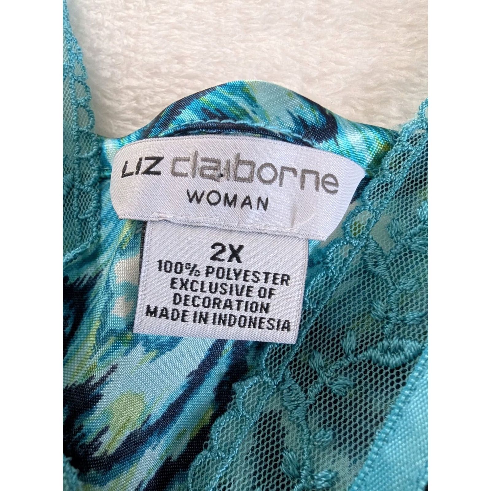 Liz Claiborne Liz Claiborne Teal Lace Trim Chemise Slip Dress Women's Size 2X Coquette Floral Size XXL / US 16-18 / IT 52-54 - 3 Thumbnail