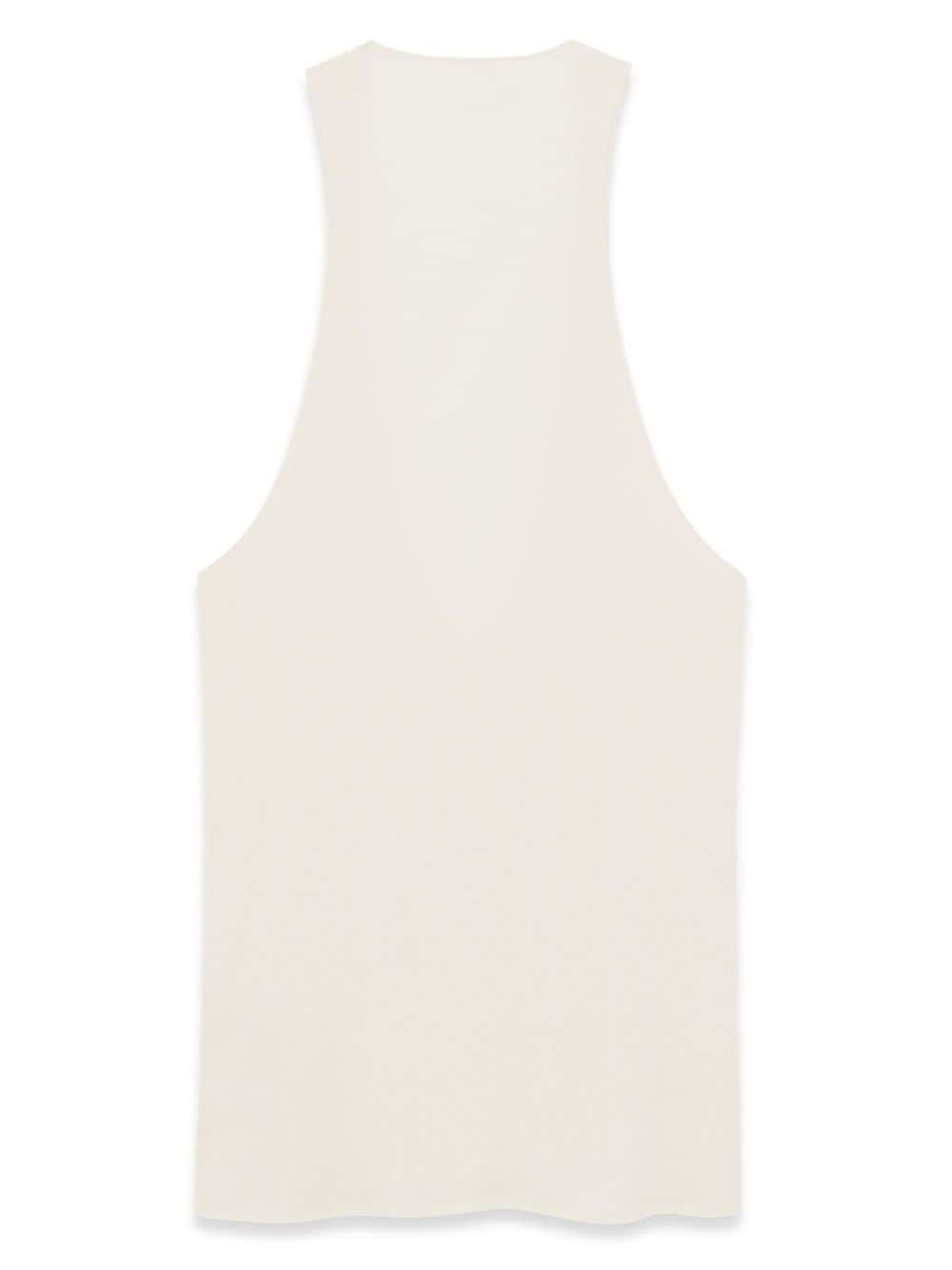 Saint Laurent Paris o1b1hav110525 761463 Cassandre Tank Top in Silk Jersey White Size M / US 6-8 / IT 42-44 - 2 Thumbnail