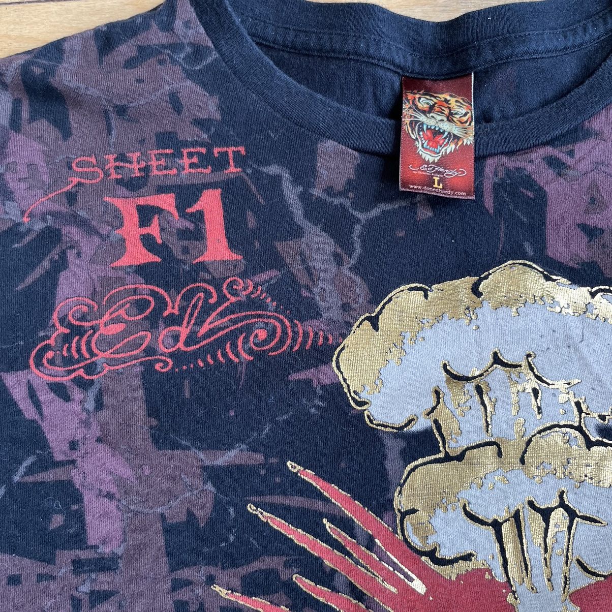 Ed Hardy × Vintage Mens Vintage Ed Hardy T-Shirt by Christian Audigier Y2K Size US L / EU 52-54 / 3 - 5 Thumbnail