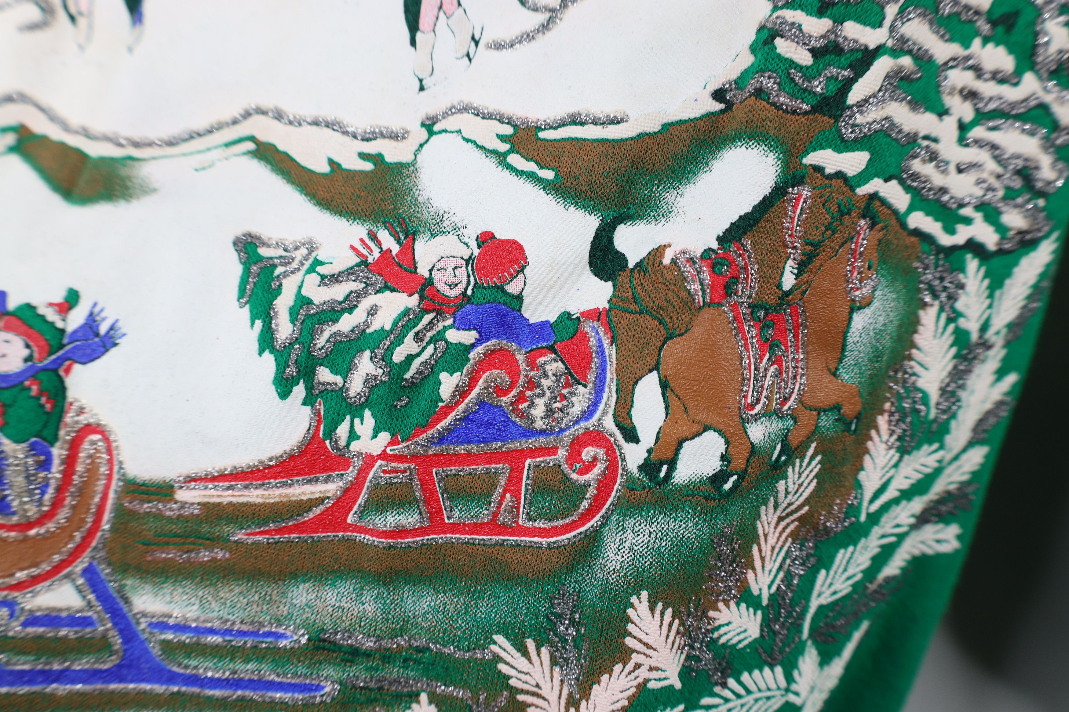Vintage Vintage 90s Streetwear All Over Print Sweatshirt Green USA Size XL / US 12-14 / IT 48-50 - 7 Thumbnail