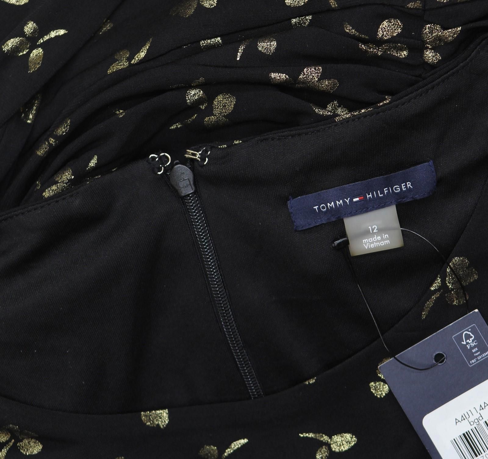 Tommy Hilfiger Nwt Tommy Hilfiger Printed Dress A4ij114a Black / Gold 12 Size XL / US 12-14 / IT 48-50 - 4 Thumbnail