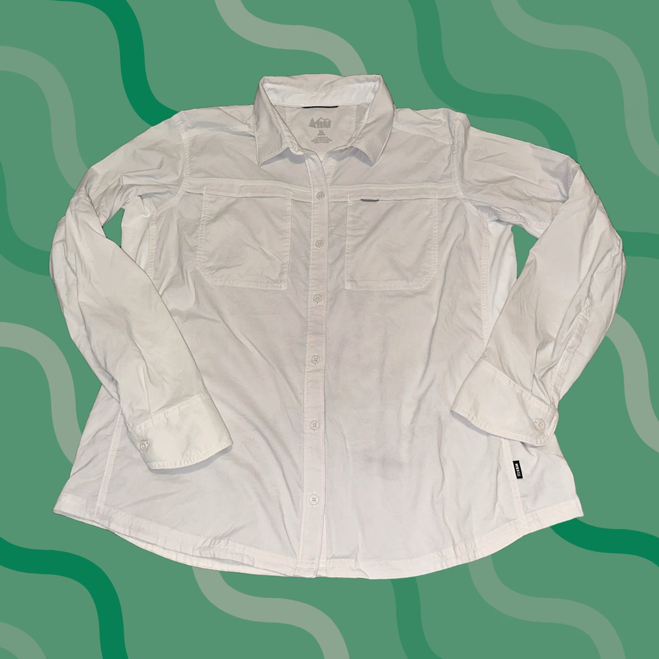 Vintage REI Co-op Shirt Womens XL Outdoor Hiking Button Performance White Logo Shirt Women XL White Logo Light Breathable"} Size XL / US 12-14 / IT 48-50 - 1 Thumbnail