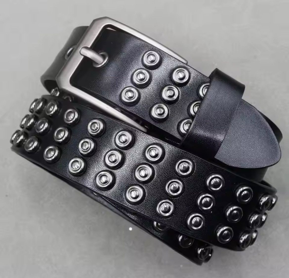 Japanese Brand × Vintage Men Round Head Spike Rivet Studded Leather Belt Size ONE SIZE - 3 Thumbnail