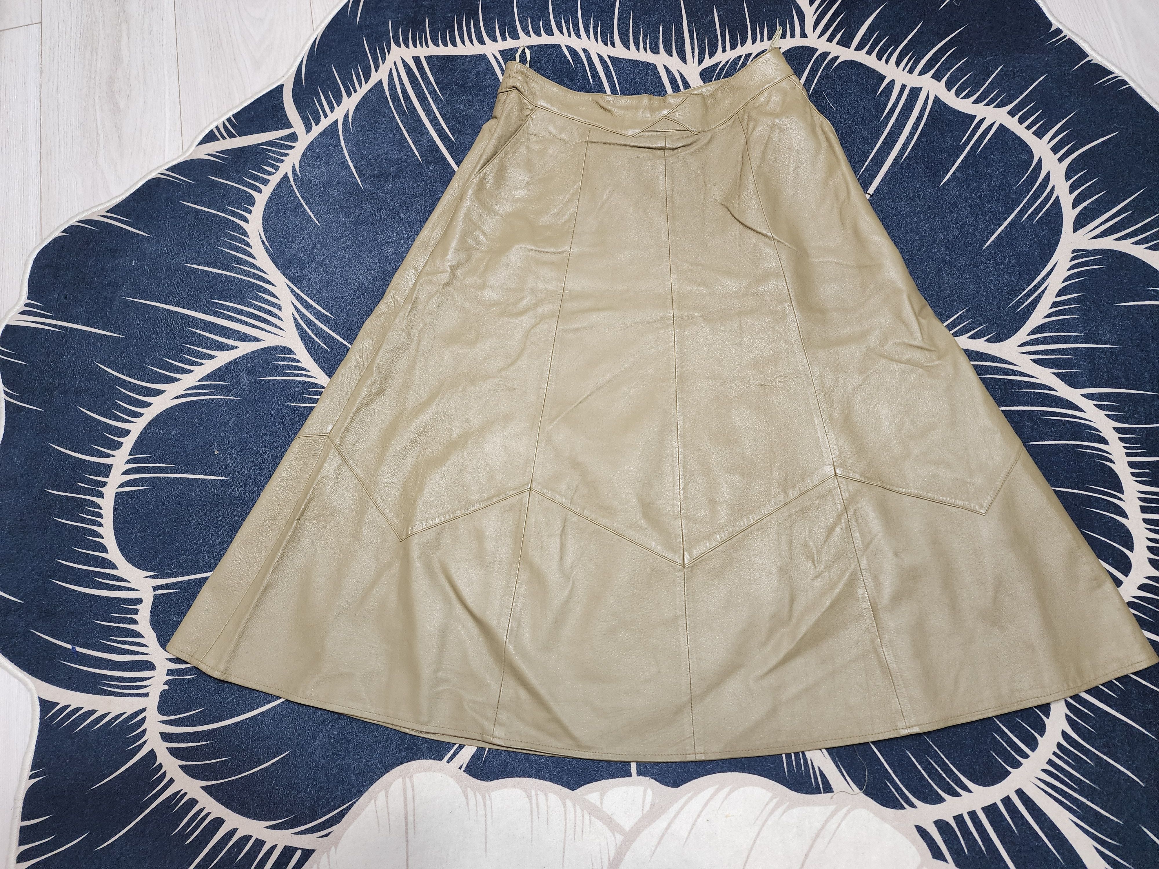Other Brown Leather Skirt with Pockets Size 33" - 6 Thumbnail