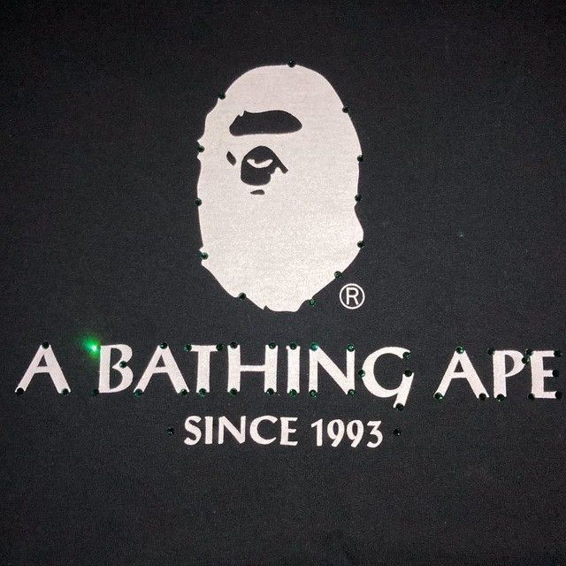 Bape × Swarovski Green Swarovski BAPE logo T-shirt a bathing ape Size US M / EU 48-50 / 2 - 3 Thumbnail