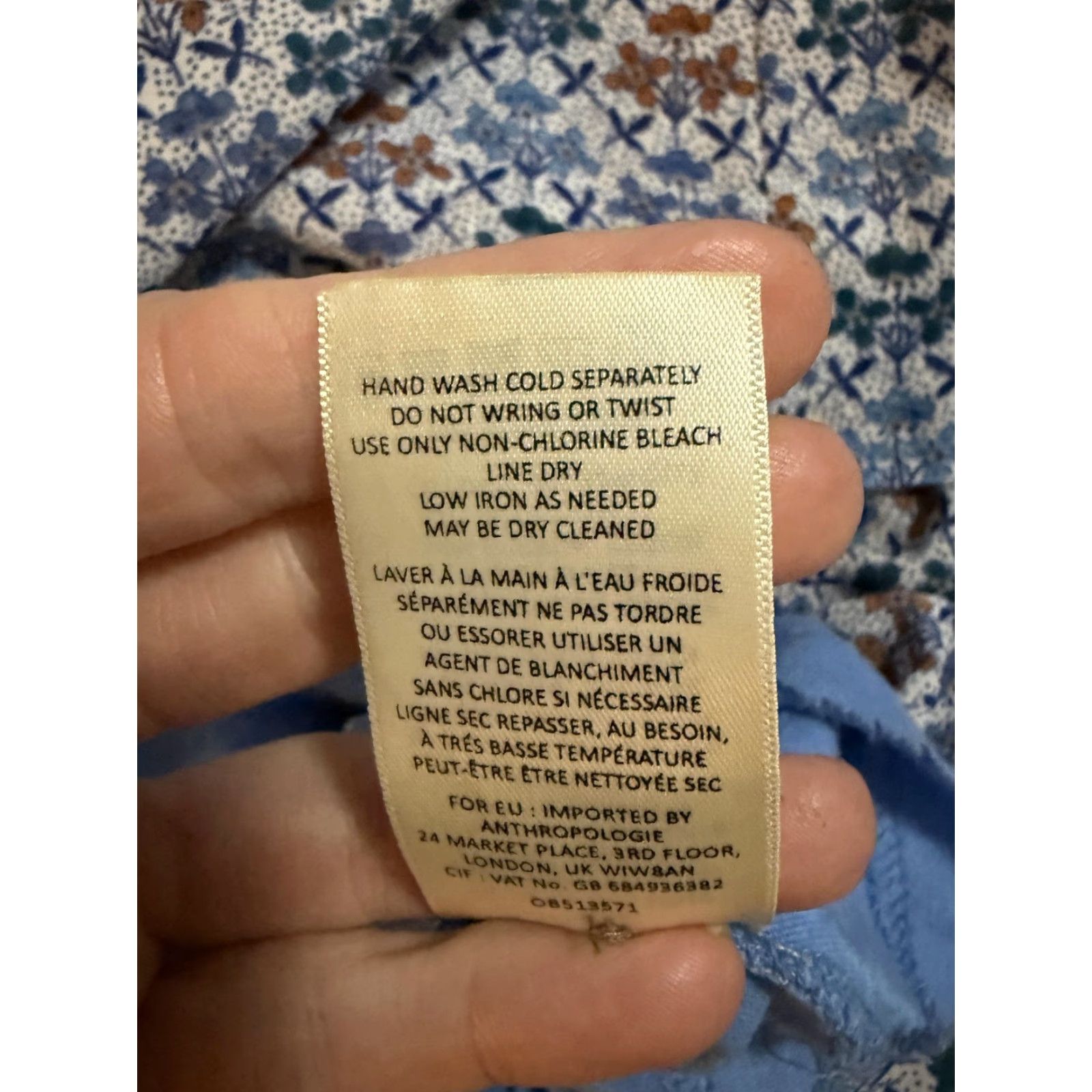 Vintage Holding Horses Dress Womens 0 Blue Floral Boho V Neck Knee Length Fit Flare Long Sleeve, Casual, 0, Womens Size XS / US 0-2 / IT 36-38 - 6 Thumbnail