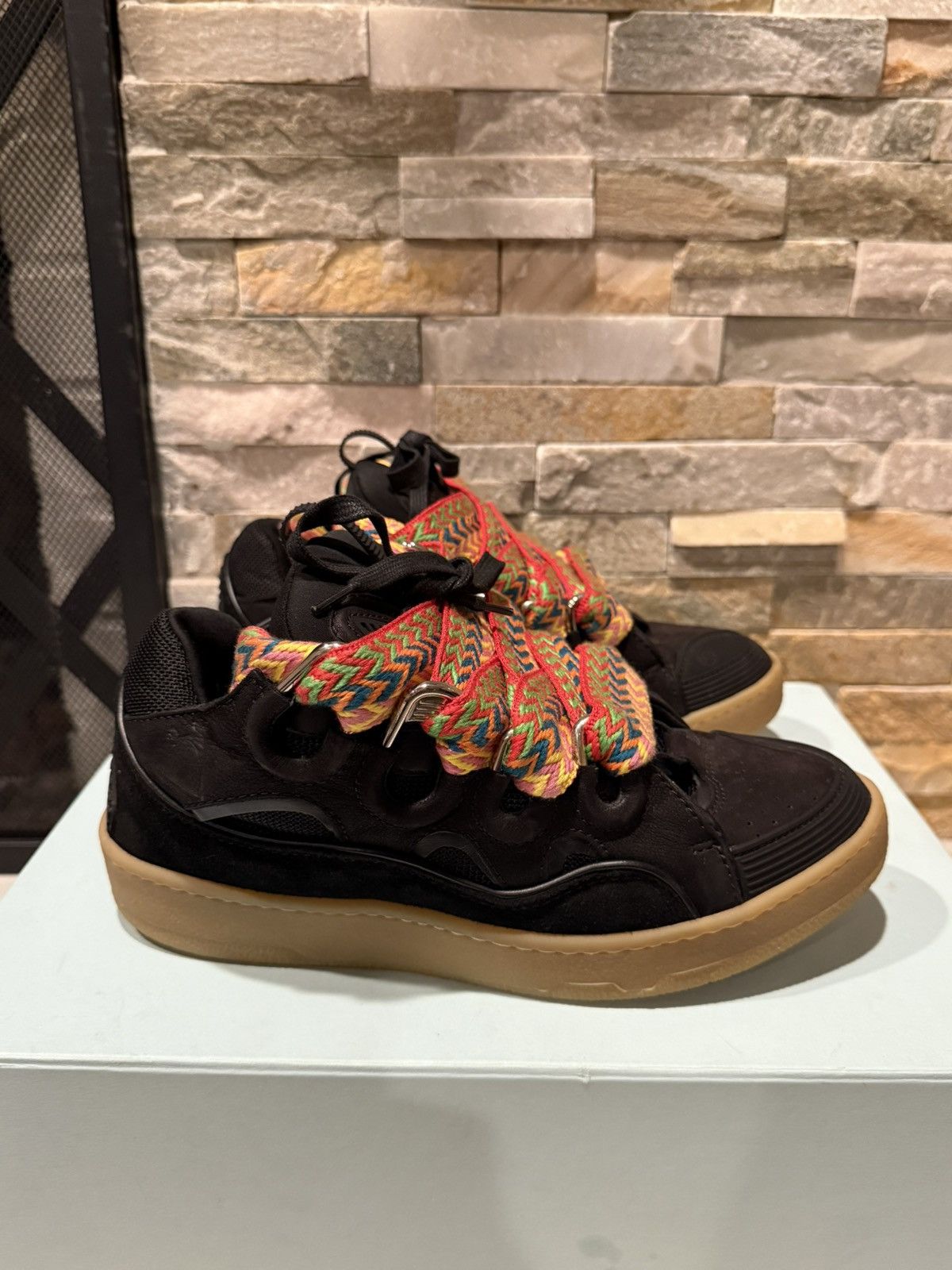 Lanvin Lanvin Black Leather Curb Sneaker Size US 9 / IT 39 - 2 Thumbnail