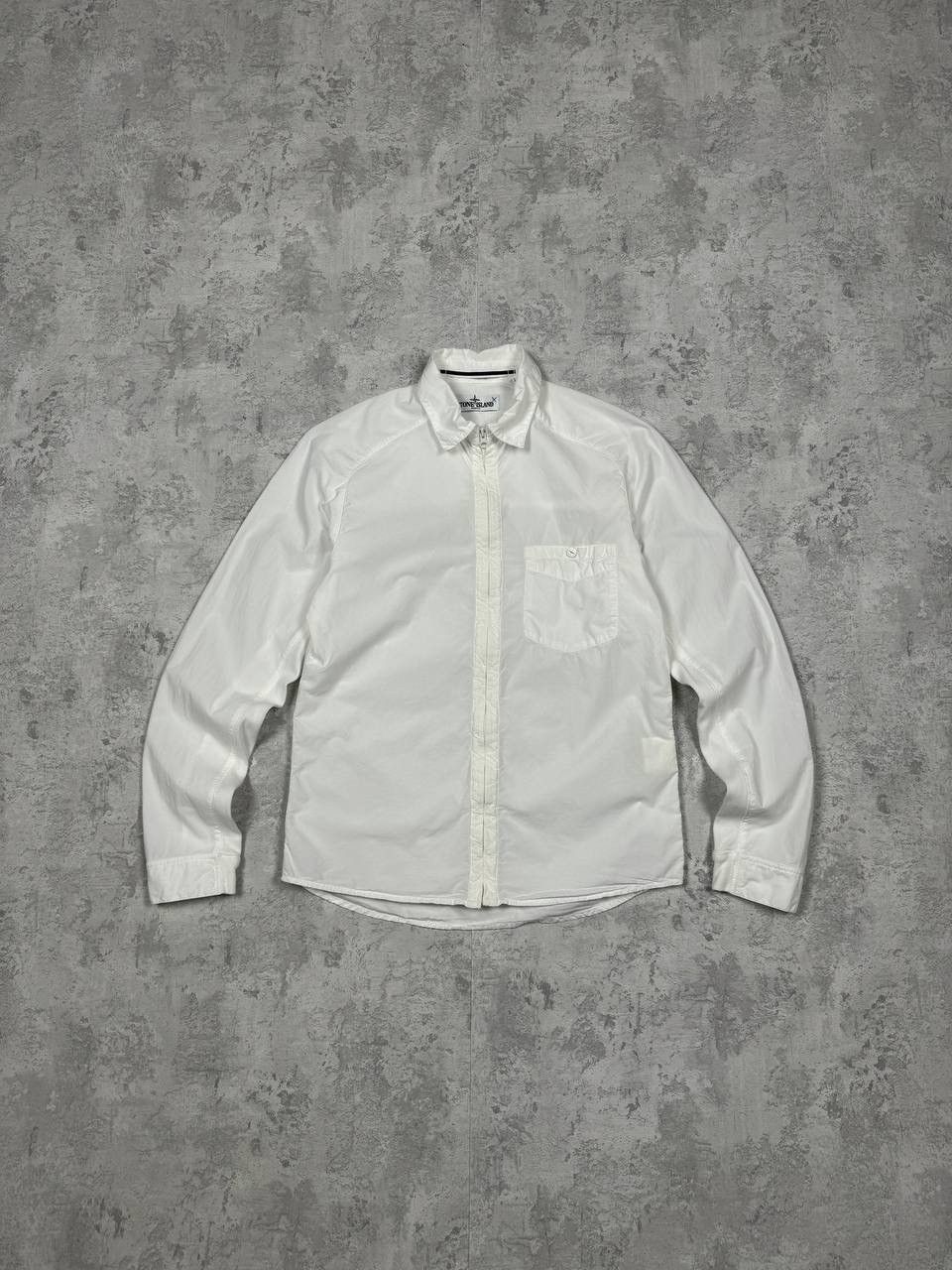 Stone Island Vintage Stone Island White Cotton Light Zip Overshirt Shirt Size US S / EU 44-46 / 1 - 1 Thumbnail
