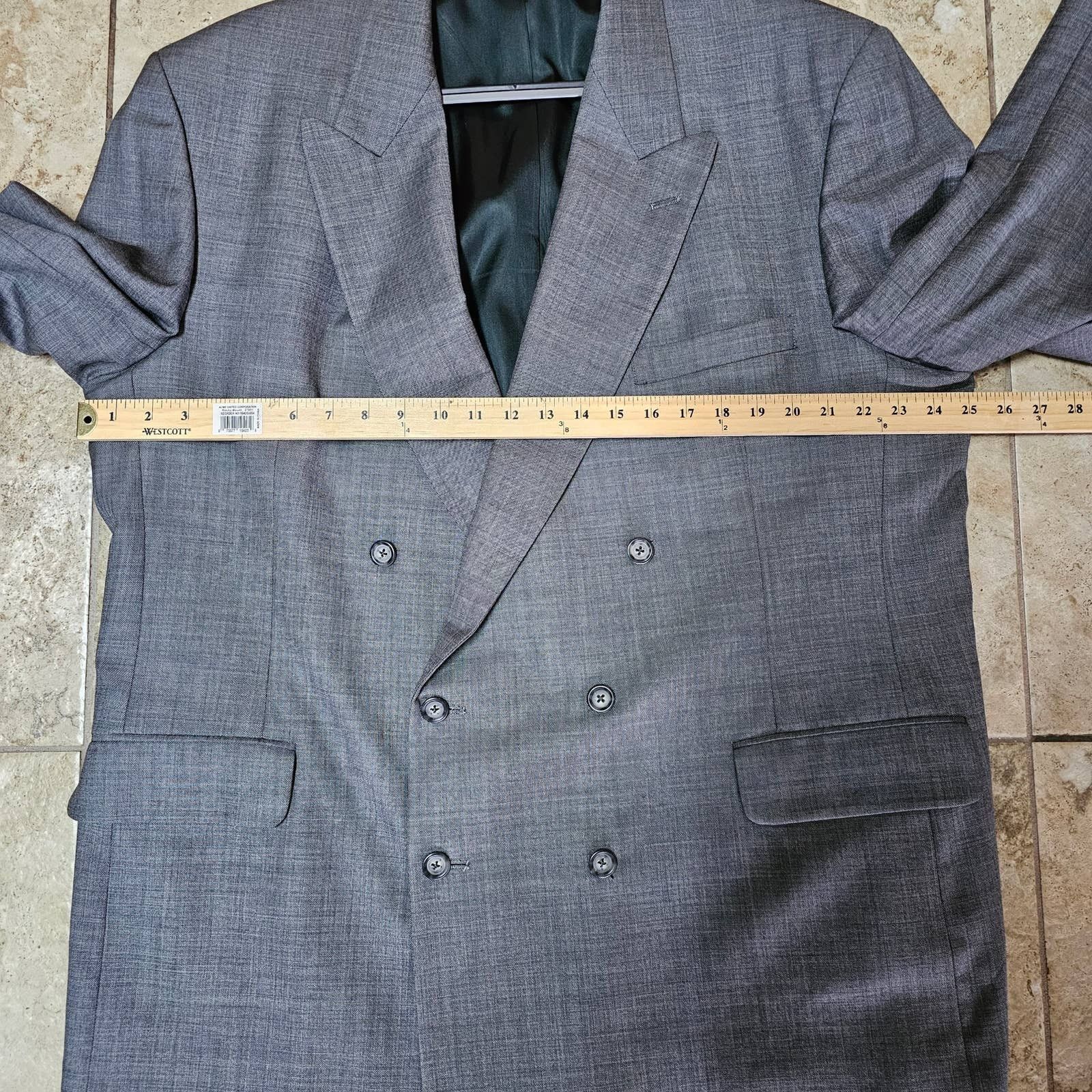 Nordstrom Nordstom Doubl Breasted Gray Tweed Mens Jacket 100% Wool 40L Size 40L - 7 Thumbnail