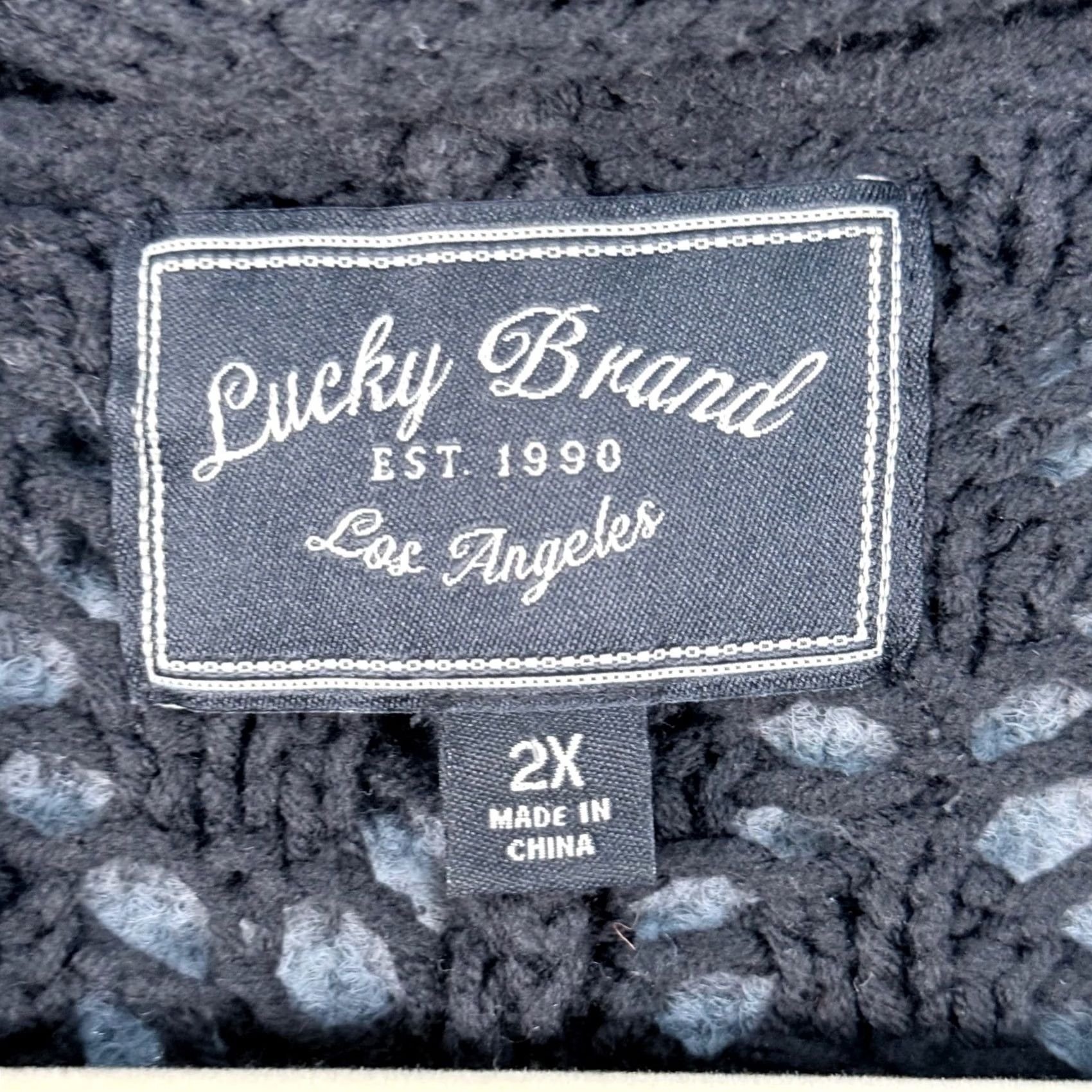 Lucky Brand Lucky Brand Cardigan 2X Black Crochet Knit Open Front Oversized Batwing Boho Size XXL / US 16-18 / IT 52-54 - 4 Thumbnail