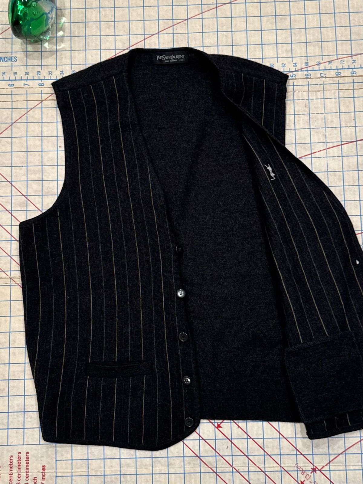 Yves Saint Laurent Vintage Yves Saint Laurent pour homme Pin Striped Knit Vest Size 42R - 5 Thumbnail