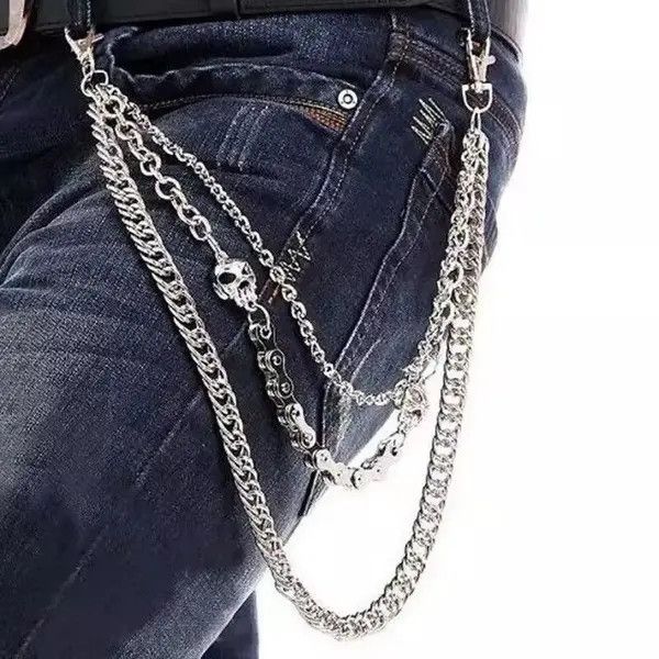 VIBE Pocket Chain Skull Punk Rock Gothic Silver Wallet Chrome Size ONE SIZE - 6 Thumbnail