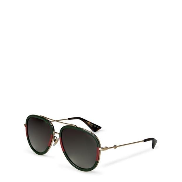 Gucci Men'S Striped Aviator Metal Sunglasses Size ONE SIZE - 1 Thumbnail
