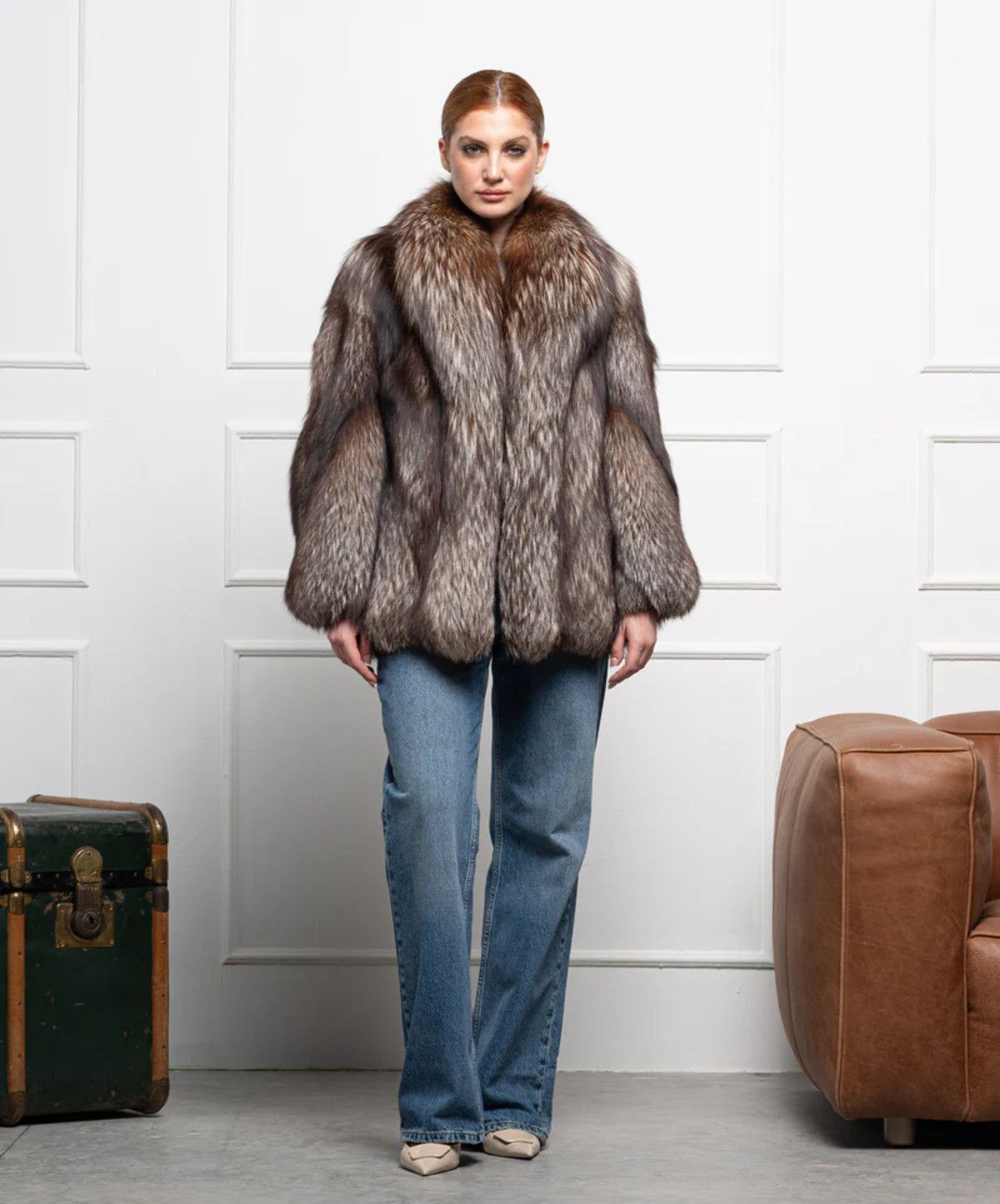 Other Women’s ‘Brown’ Silver Fox Fur Coat Size L / US 10 / IT 46 - 2 Thumbnail