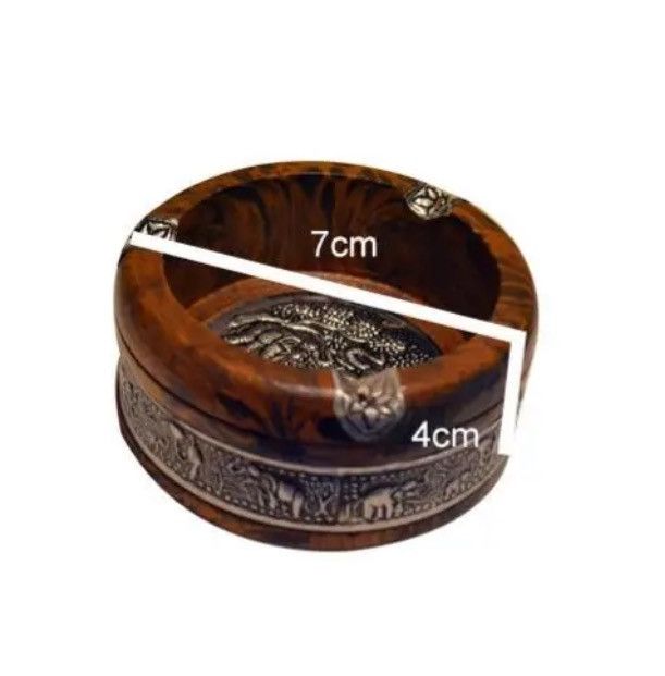 Vintage Vintage Wooden Emboss Ashtray Home Office Tobacco Tray Size ONE SIZE - 5 Thumbnail