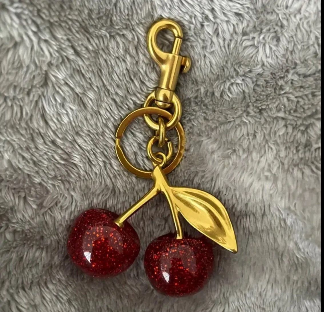 Other New Heavy Cherry Bag Charm Key Chain Glitter Resin C-clasp Size ONE SIZE - 1 Thumbnail