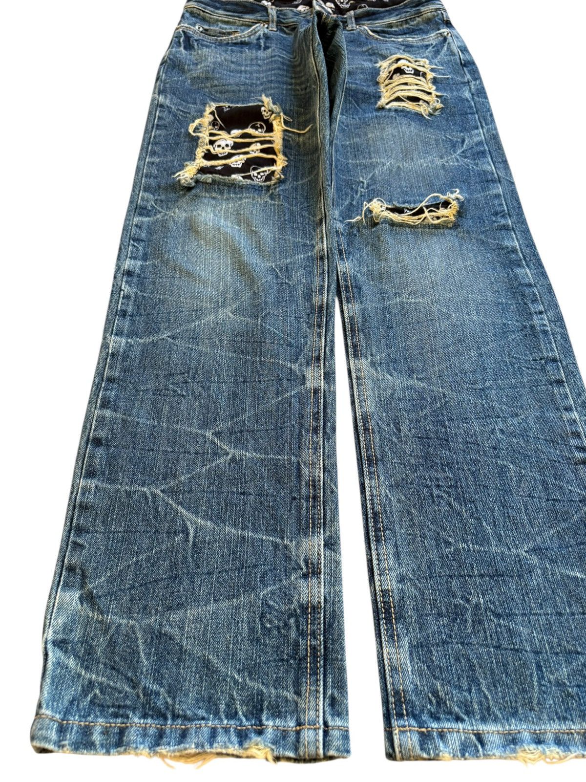 Japanese Brand × Seditionaries Vintage Japanese Brand Patches Skull Ripped Jeans Size US 30 / EU 46 - 6 Thumbnail