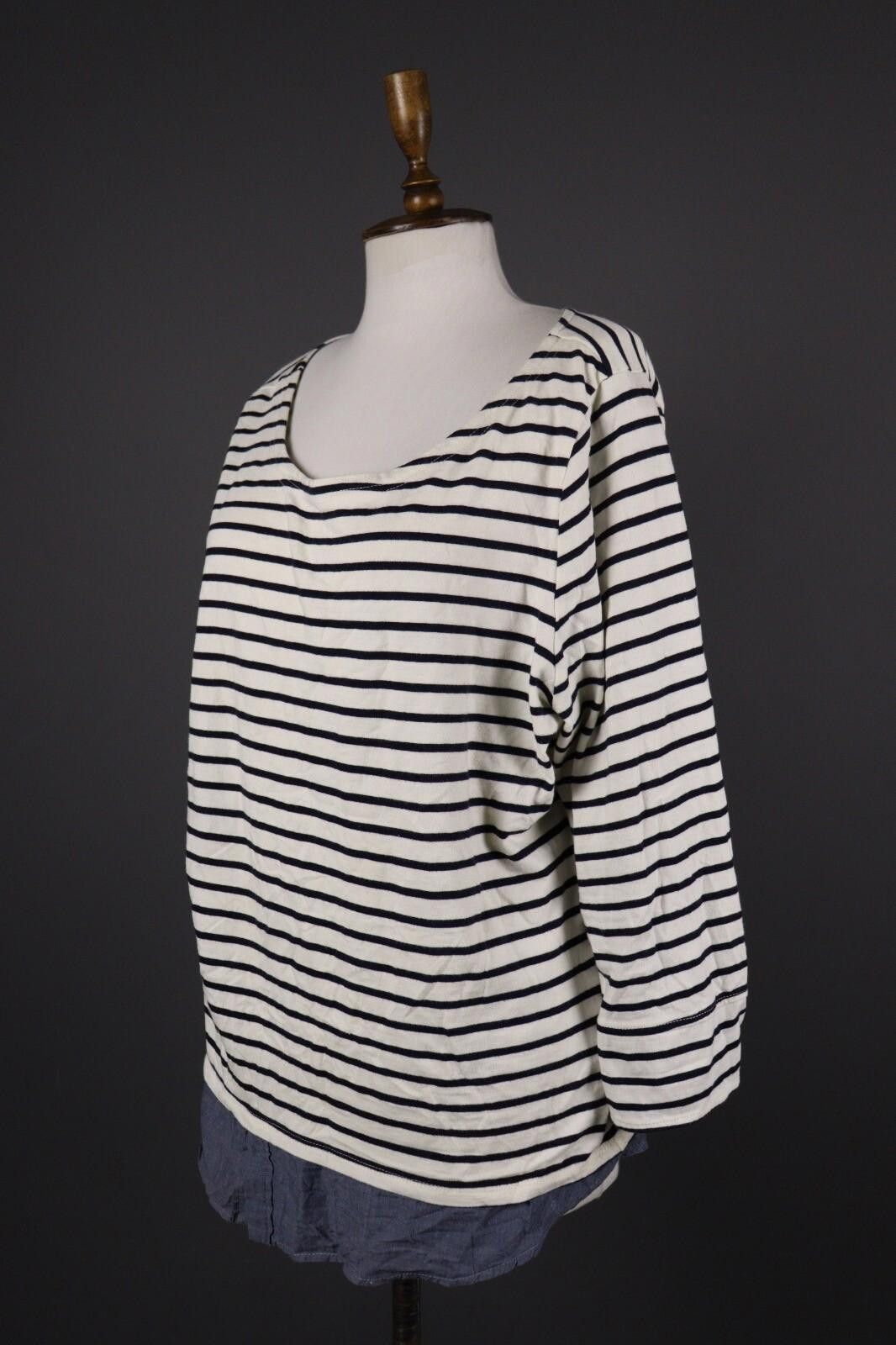 James Perse Per Se White Stripe Long Sleeve Knit Top Shirt Tunic Size L Size L / US 10 / IT 46 - 4 Thumbnail