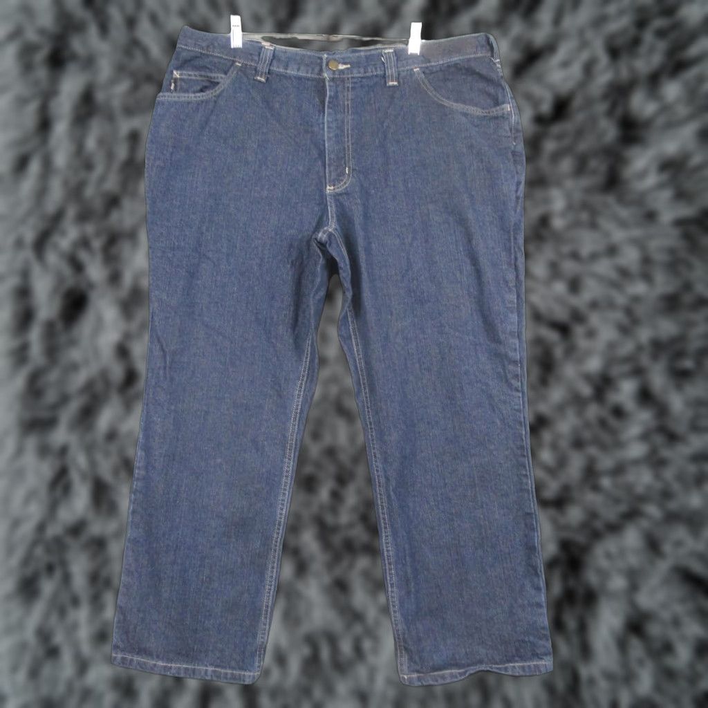Carhartt Carhartt Jeans Mens 40x28 Blue Denim Flame Resistant Relaxed Fit Straight Workwear Size US 40 / EU 56 - 1 Thumbnail