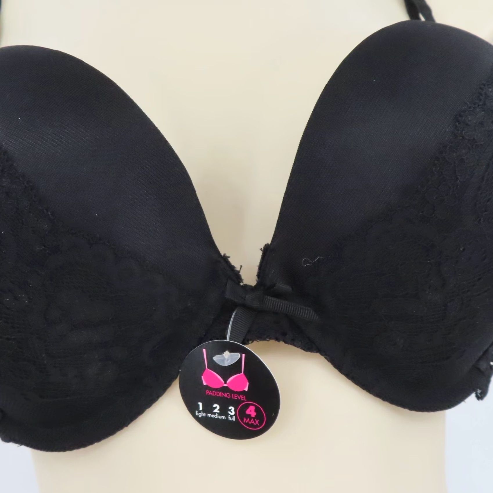 Vintage Smart & Sexy Bra 36C Black Padded Underwire Lace Bow SA276 Women NEW Size ONE SIZE - 3 Thumbnail