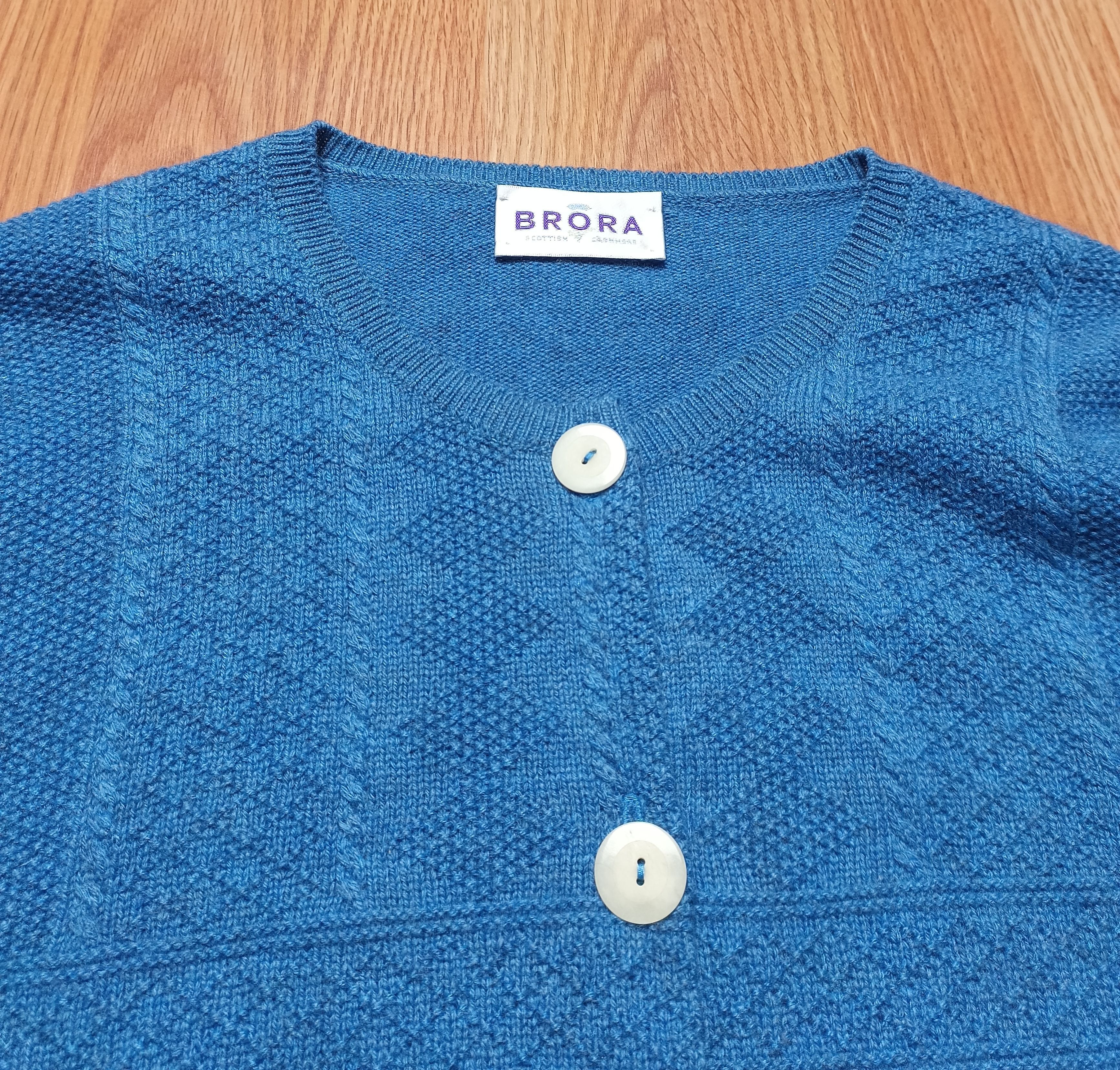 Designer × Other UK Brora Cashmere Guernsey Blue Women Cardigan UK12 US8 Size M / US 6-8 / IT 42-44 - 10 Thumbnail