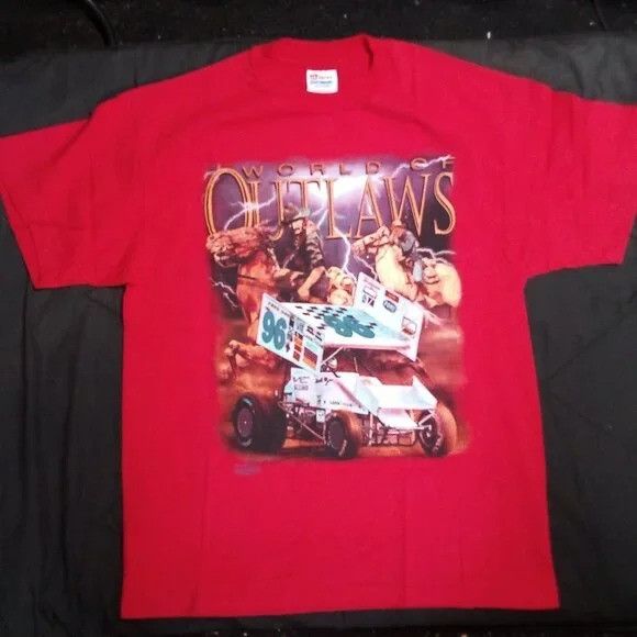 Vintage Vintage World Of Outlaws Tour 96 Race Sprint Car T-Shirt Size US L / EU 52-54 / 3 - 2 Thumbnail