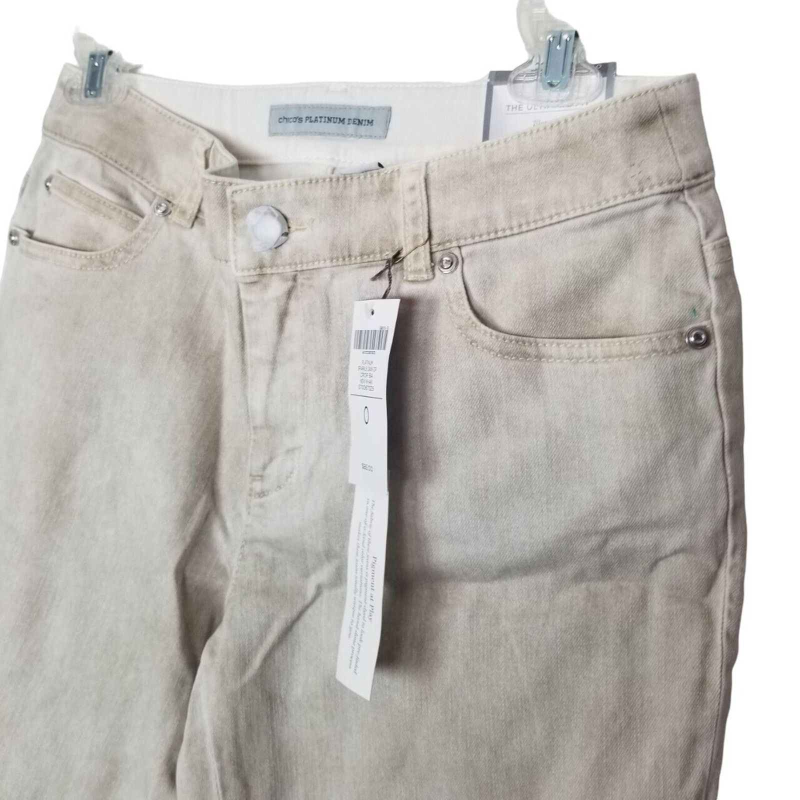 Chicos Chicos Crop Khaki Denim Denim Pants Mid Rise Sparkle Jeans Size 30" / US 8 / IT 44 - 4 Thumbnail