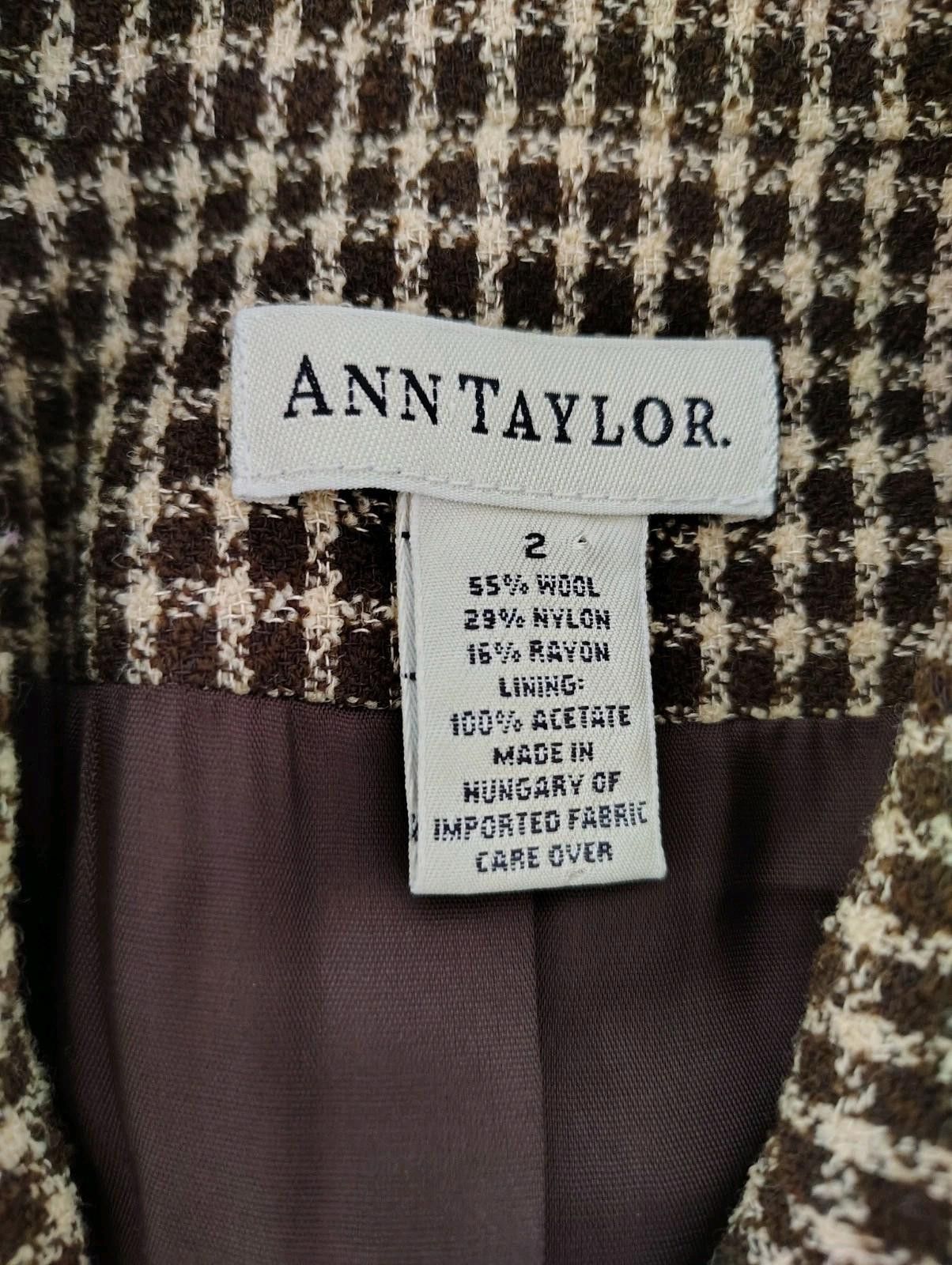 Ann Taylor Vintage Grandpa Ann Taylor Brown Tan Plaid Blazer Coat Wool Size XS / US 0-2 / IT 36-38 - 4 Thumbnail