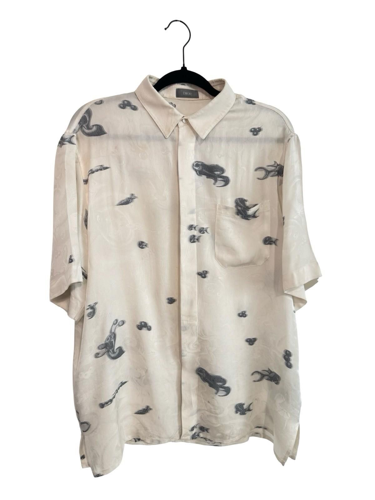 RAGEBLUE Dior x Kenny Scharf Silk Shirt Jellyfish Print Size 39 Size US M / EU 48-50 / 2 - 1 Thumbnail