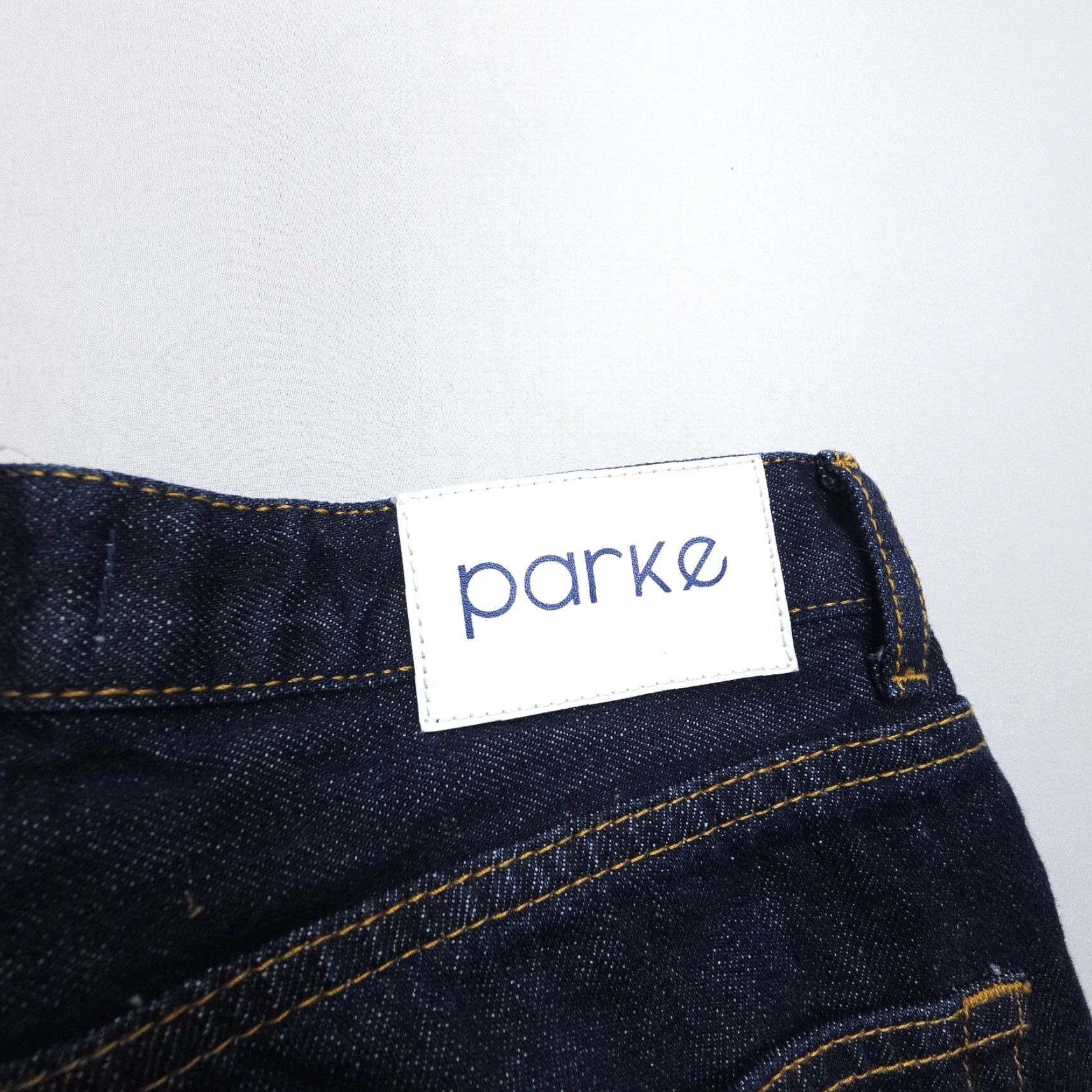 Parker Parke Jeans Womens 25 Straight High Rise Button Fly Inseam 30" Dark Wash Blue 5-Pocket Denim Cotton Regular Casual Summer Winter Size 42" / US 20 - 3 Thumbnail