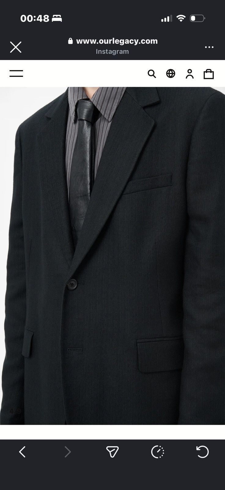 Our Legacy Our Legacy CEREMONY BLAZER Coal Black Link Stripe Weave Size US M / EU 48-50 / 2 - 8 Thumbnail