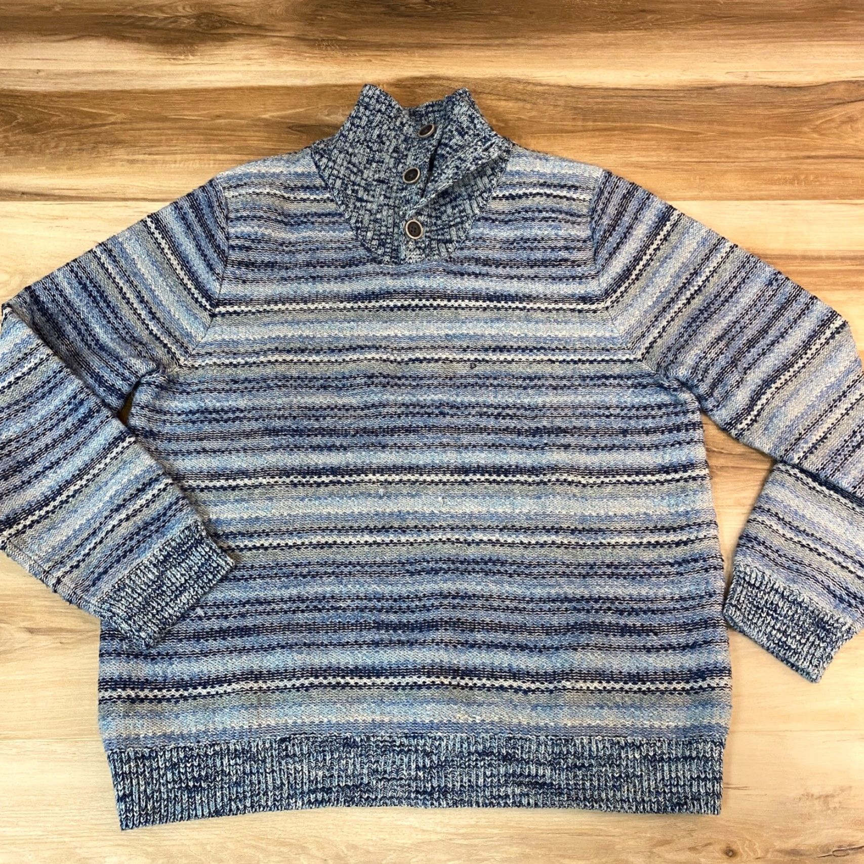 Tommy Bahama Tommy Bahama Sweater Mens Medium Indigo Blue Quarter Button Pullover Woven Size US M / EU 48-50 / 2 - 2 Thumbnail