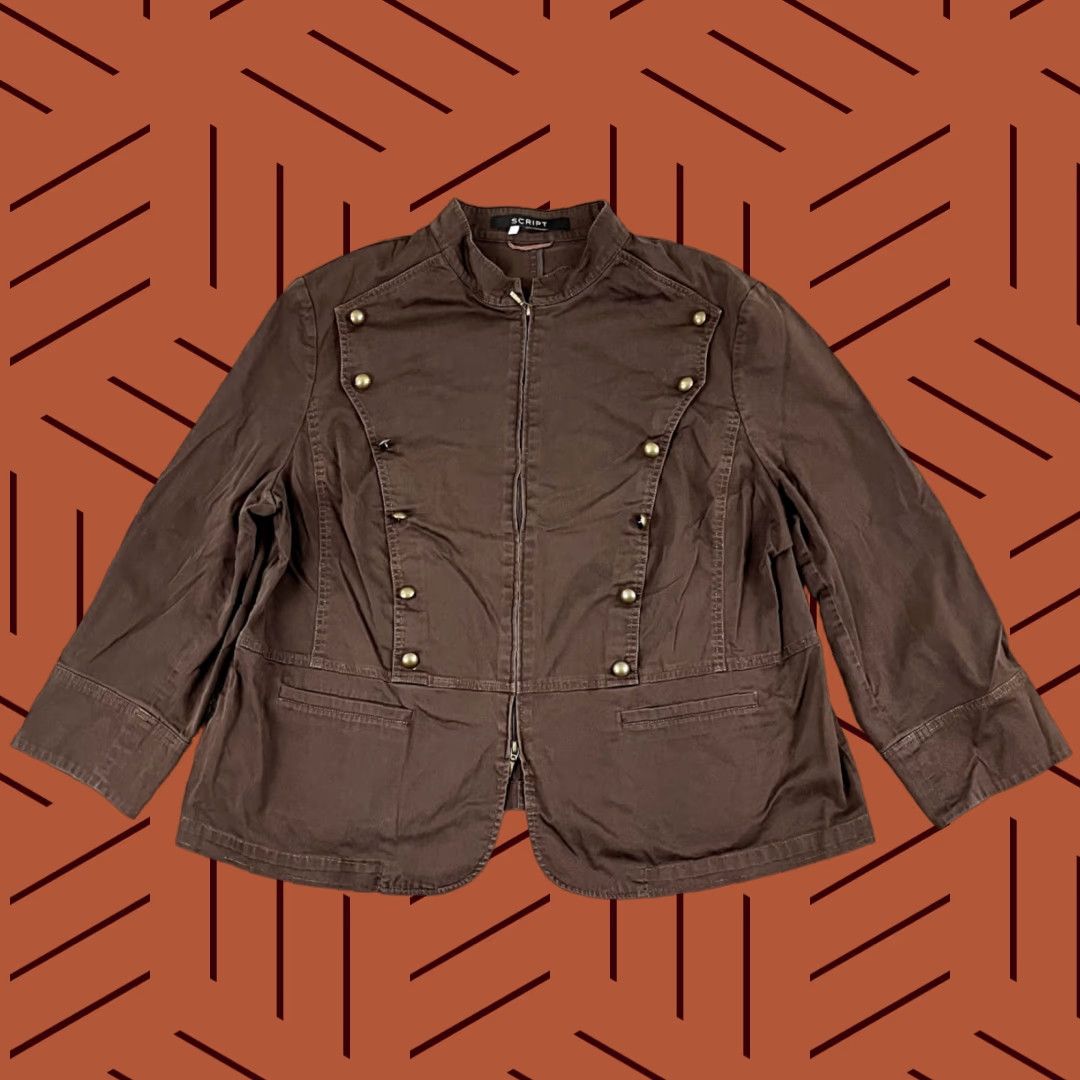 Doublet SCRIPT Jacket Womens XL Brown Western Rodeo Cowgirl Double Breasted Bib Full Zip Jacket Size XL / US 12-14 / IT 48-50 - 1 Thumbnail
