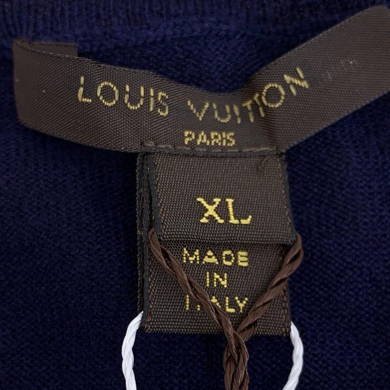 Louis Vuitton Louis Vuitton Navy Blue V-Neck Wool Long-Sleeve Sweater Size US XL / EU 56 / 4 - 5 Thumbnail